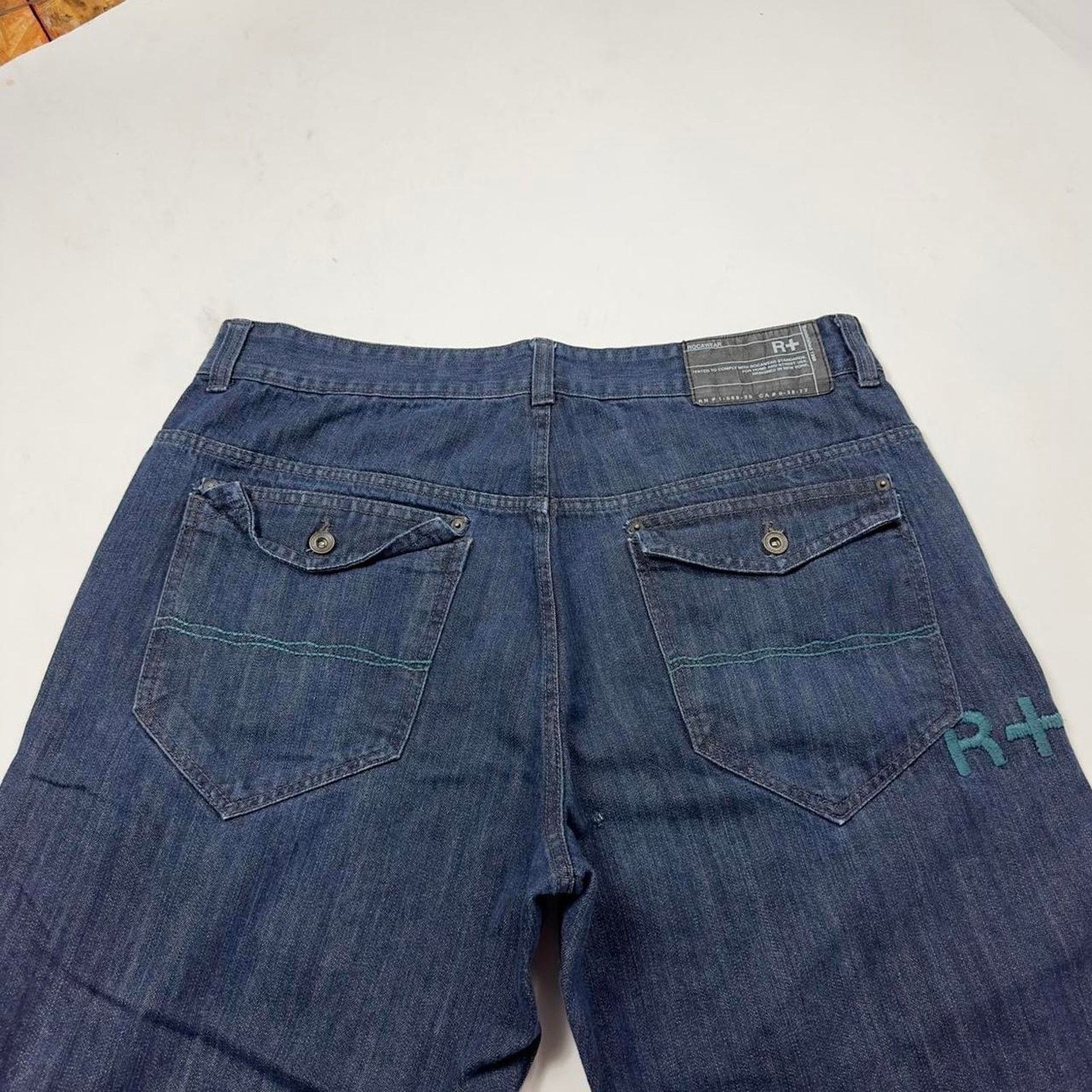 Japanese Brand × Rocawear × StraightFaded Y2K Rocawear Rave Baggy Pipe Wideleg Grunge Streetwear Jeans Size US 38 / EU 54 - 5 Thumbnail
