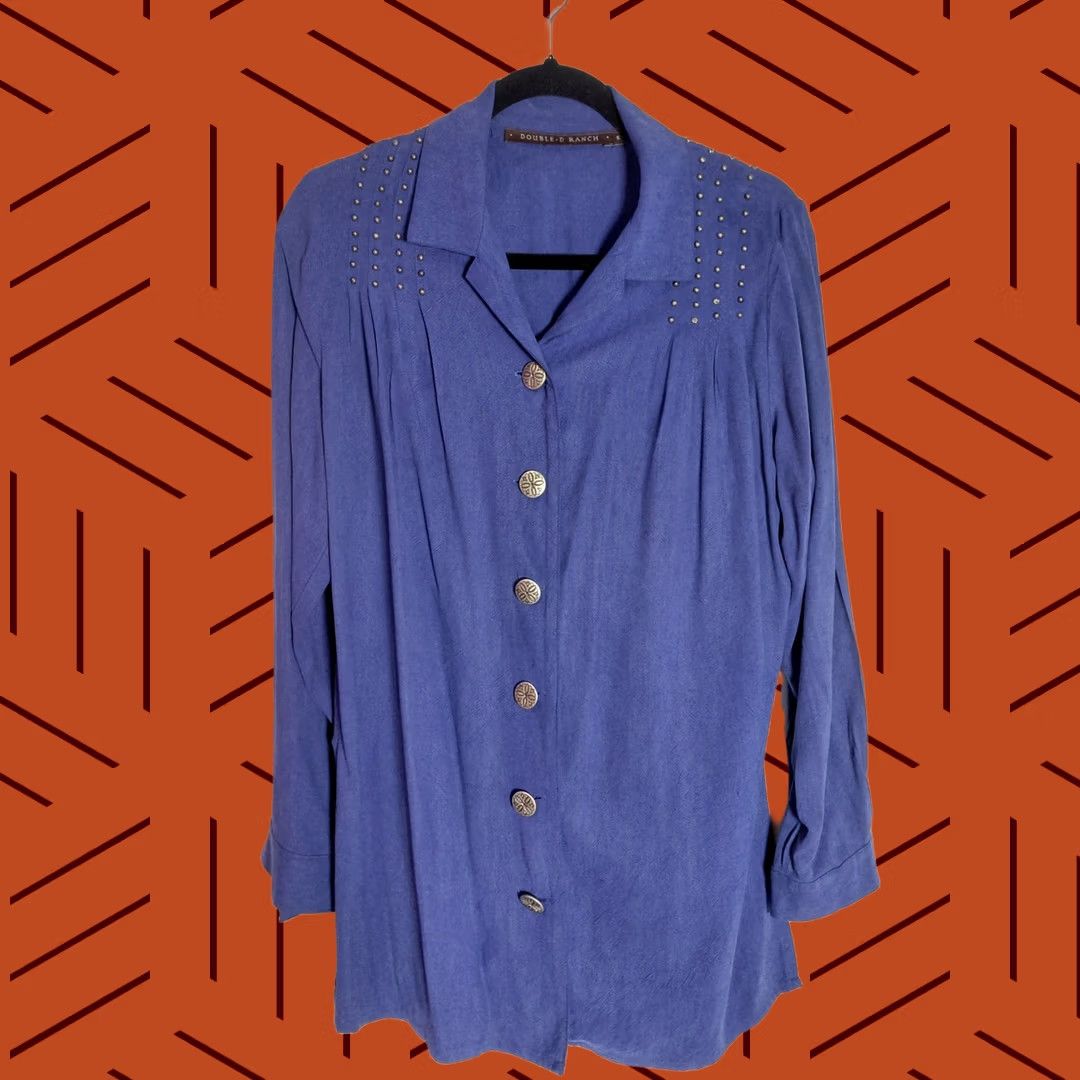 Doublet DOUBLE D RANCH Blue Button-Up Shirt Size S Solid Long Sleeve Women Size S / US 4 / IT 40 - 1 Thumbnail