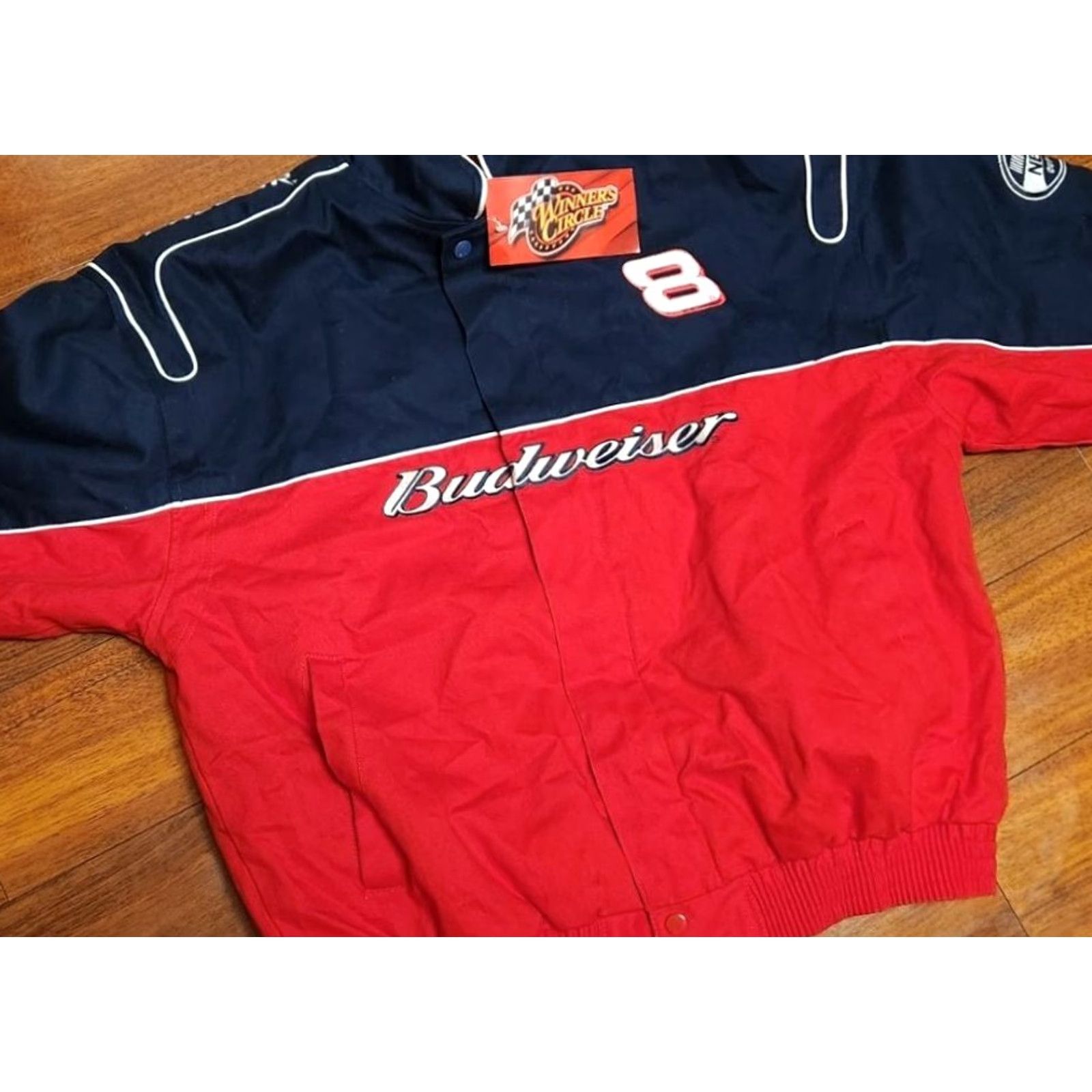 Budweiser VINTAGE Winner's Circle Dale Earnhardt Jr Jacket Mens L Budweiser NASCAR Coat Racing NWT Size US L / EU 52-54 / 3 - 6 Thumbnail