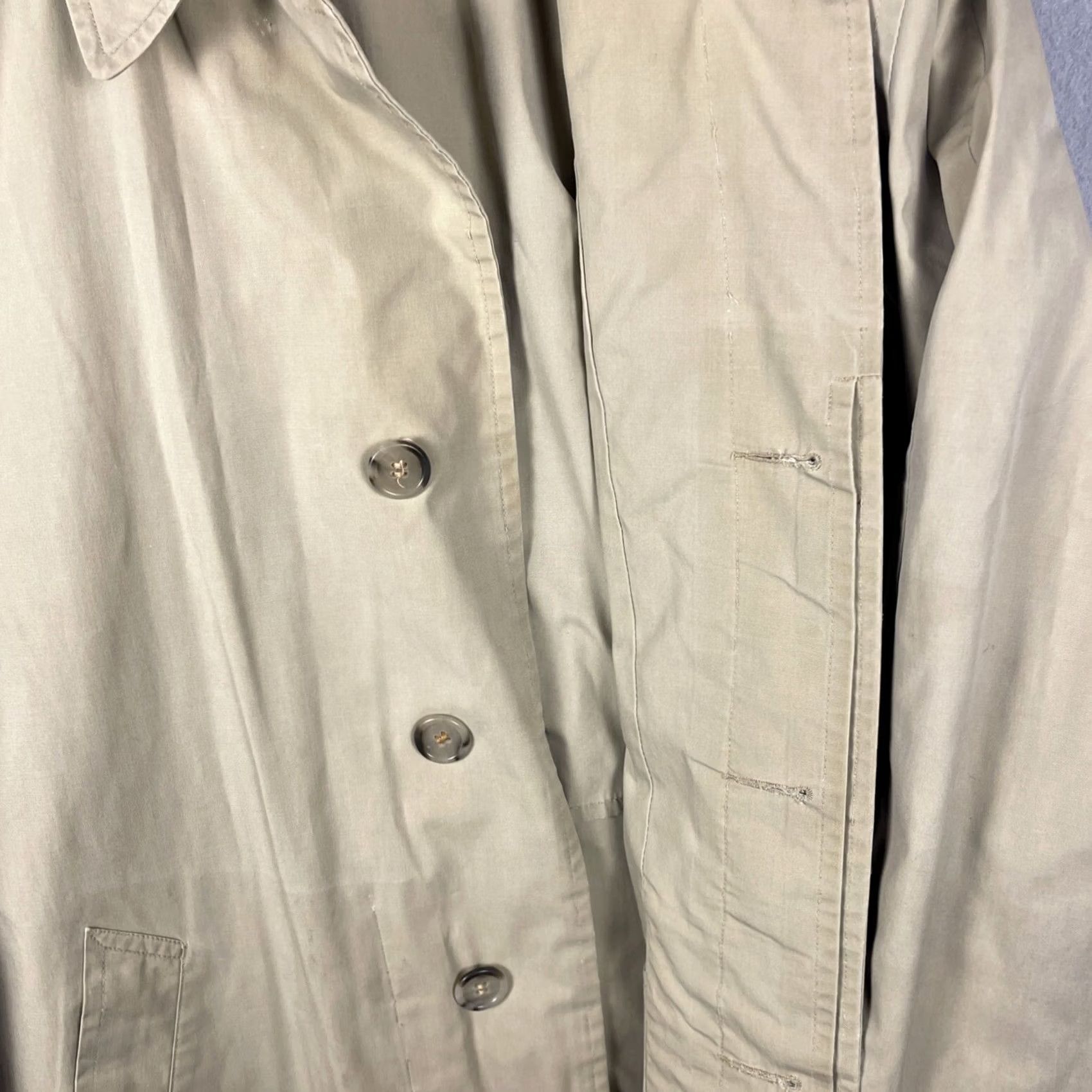 London Fog VINTAGE London Fog Trench Coat Long 42 Tan Brown Cotton Blend Canvas Regular Mens Coat 90s London USA Size US XS / EU 42 / 0 - 4 Thumbnail