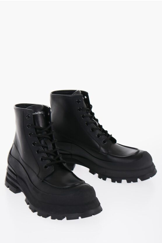 Alexander McQueen Alexander McQueen Leather Combat Boots with Chunky Sole Size US 8 / EU 41 - 1 Thumbnail