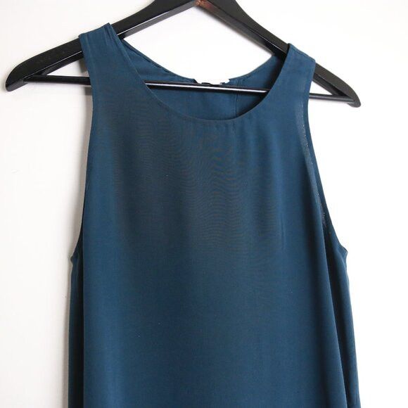 Aritzia Aritzia Wilfred 100% Silk Teal Flowy Crepe Tank Top Blouse Size S / US 4 / IT 40 - 2 Thumbnail