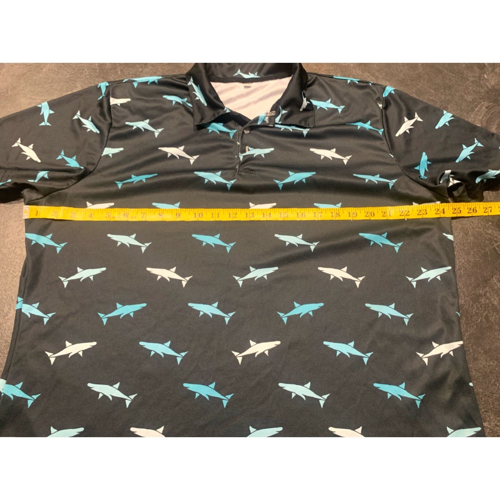 Vintage Hivichi Golf Polo Shirt Mens XL Blue Sharks All-over Print Athletic Activewear Size US XL / EU 56 / 4 - 7 Thumbnail