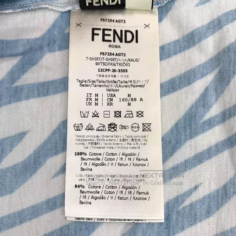 Fendi Fendi Blue logo lettering full print cotton round neck sho Size M / US 6-8 / IT 42-44 - 8 Thumbnail