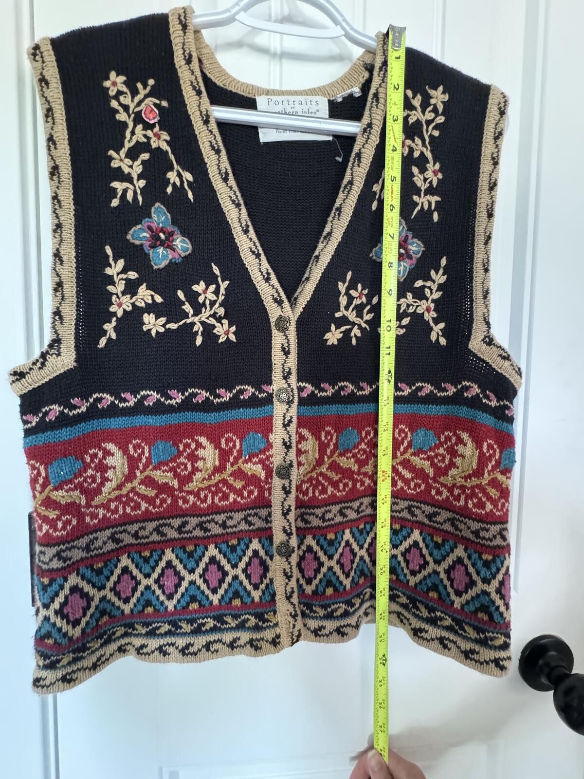 Other Vintage Hand Embroidered Knit Vest Sweater-Fits like Large Size L / US 10 / IT 46 - 9 Thumbnail