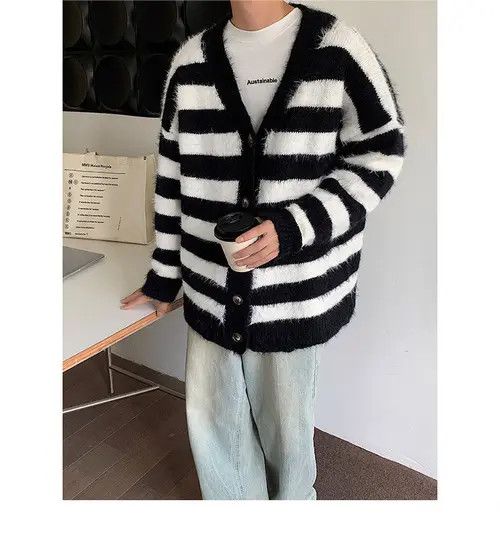 VIBE Striped Cardigan Knit Sweater Size US L / EU 52-54 / 3 - 6 Thumbnail