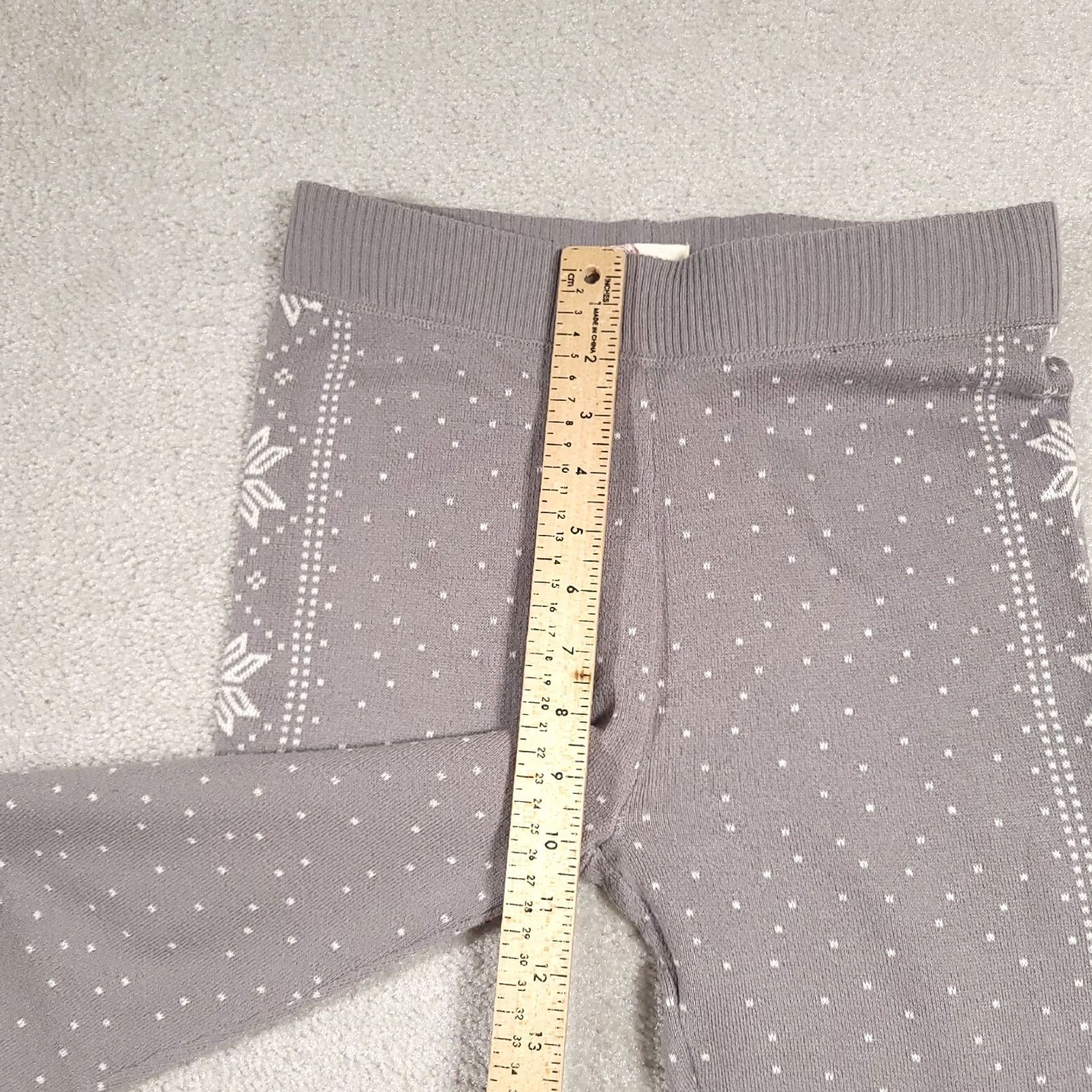 Vintage SO Leggings Women's Medium Gray Pull-On Knit Snowflake Print Warm Size 32" / US 10 / IT 46 - 6 Thumbnail