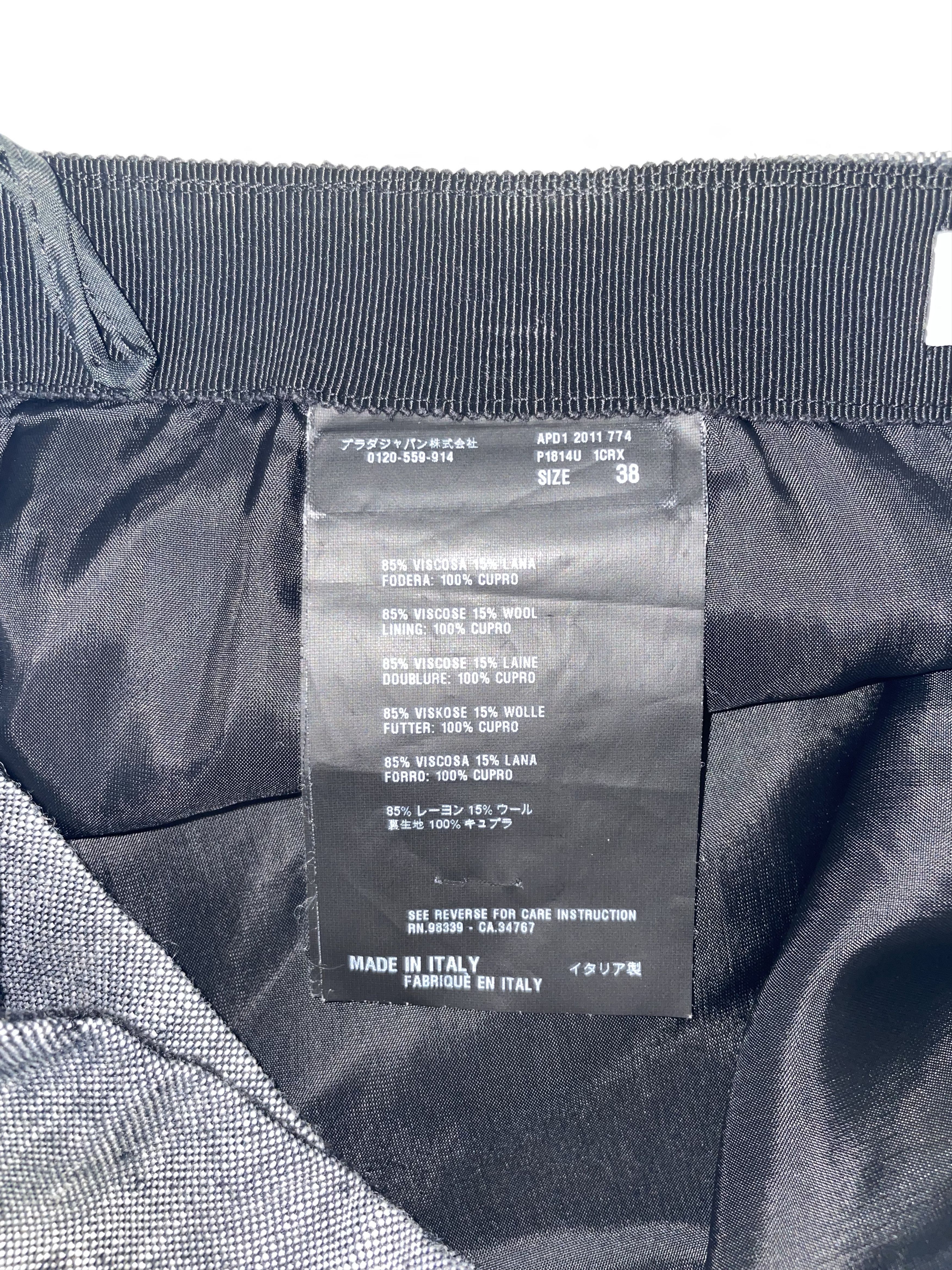 Prada Wrap Skirt Grey Tweed | Size IT 38 ~ Small Size 26" / US 2 / IT 38 - 9 Thumbnail