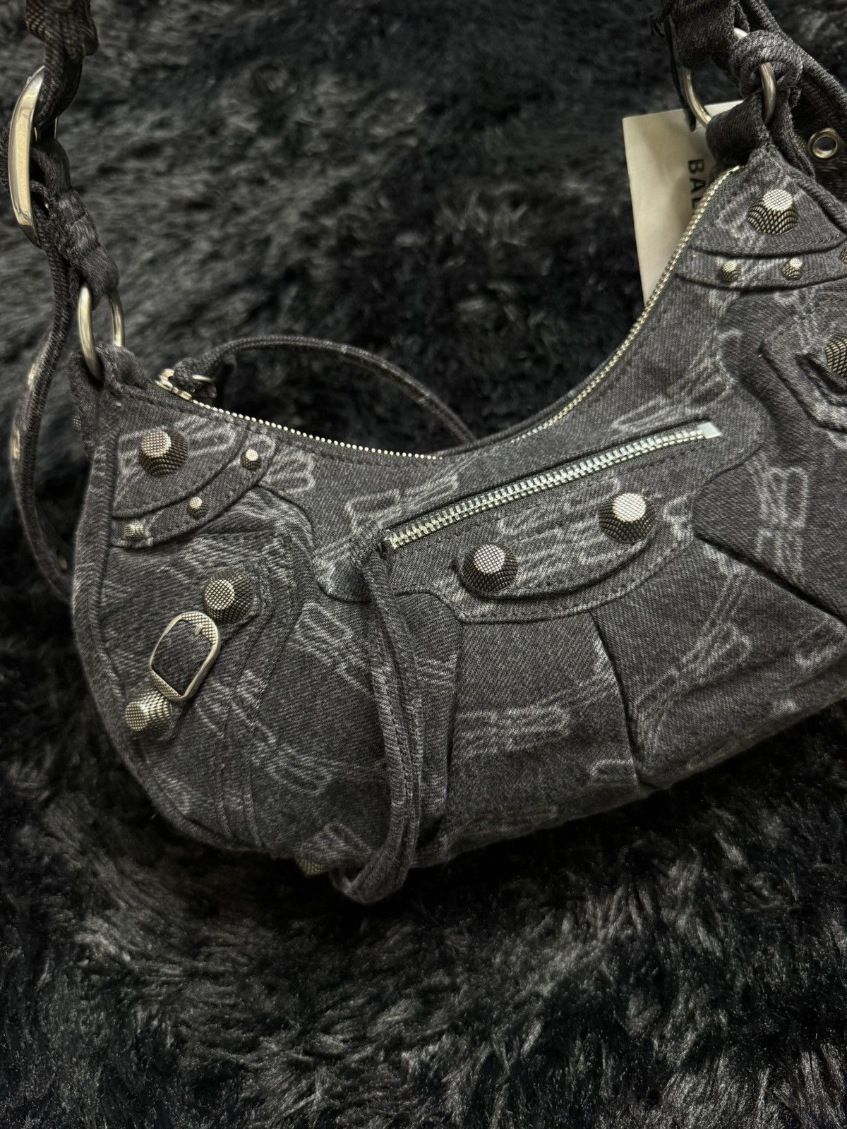 Balenciaga Balenciaga Le Cagole Black Monogram Denim Size ONE SIZE - 6 Thumbnail