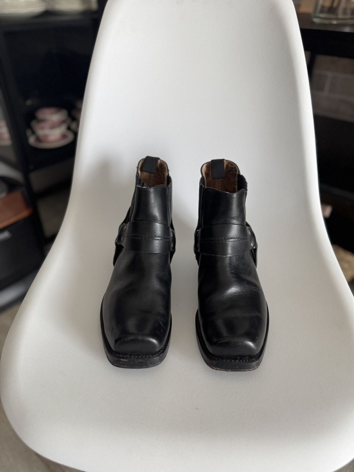 Sancho Boots Sancho Vintage Leather Motorcycle Buffalo Cowboy Black Boots Size US 7 / EU 40 - 5 Thumbnail