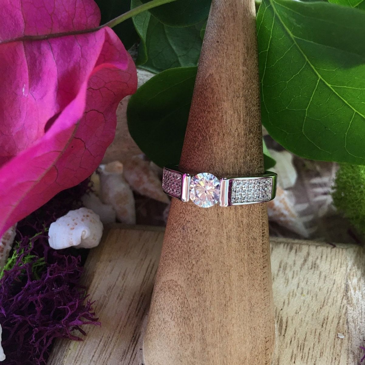 The Unbranded Brand Sterling Silver Clear Round Engagement Ring 6,7,8 Size ONE SIZE - 8 Thumbnail