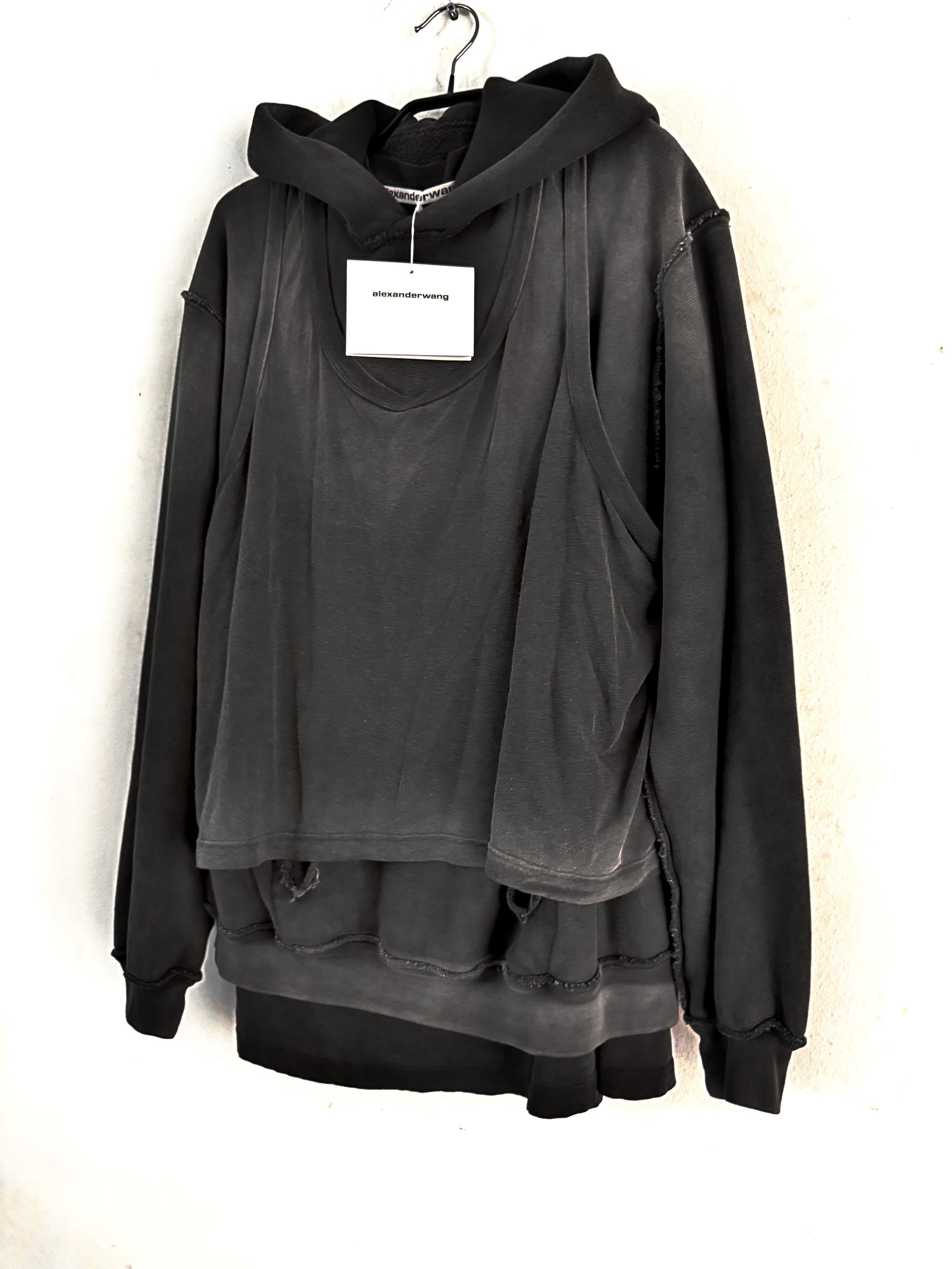 Alexander Wang Oversize Triple Layer Sweatshirt Hooded Distressed Size US S / EU 44-46 / 1 - 11 Thumbnail