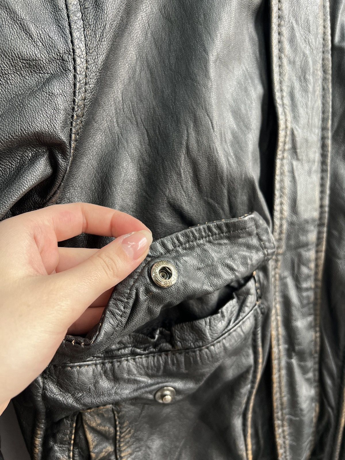 Japanese Brand Vtg 90s alpha industries style leather faded jacket y2k Size US M / EU 48-50 / 2 - 3 Thumbnail