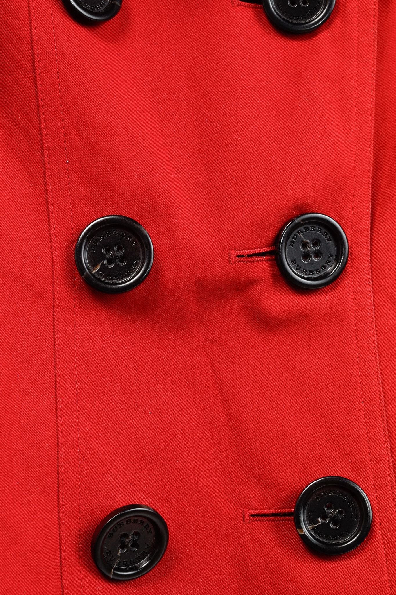 Burberry Burberry Red Cotton Belted Double-Breasted Trench Coat Size XXS / US 00 / IT 34 - 12 Thumbnail