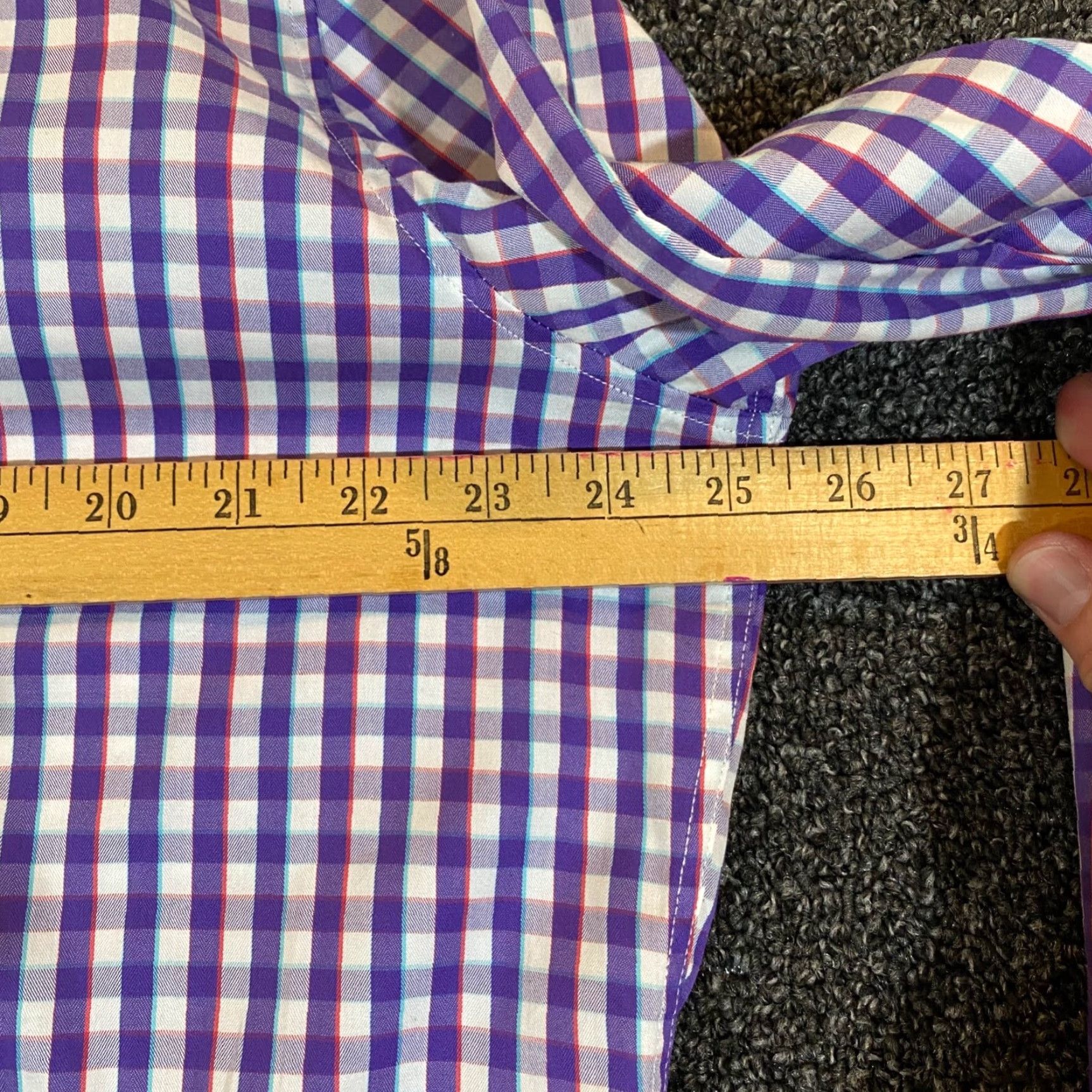 Robert Graham VINTAGE Robert Graham X Shirt Mens XL Purple White Plaid Button Up Dress Outdoors L/S Size 46R - 6 Thumbnail