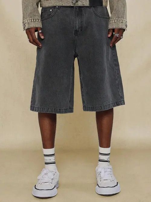 Jean Washed Denim Jeans Drip Drill Shorts Jorts Size US 32 / EU 48 - 3 Thumbnail