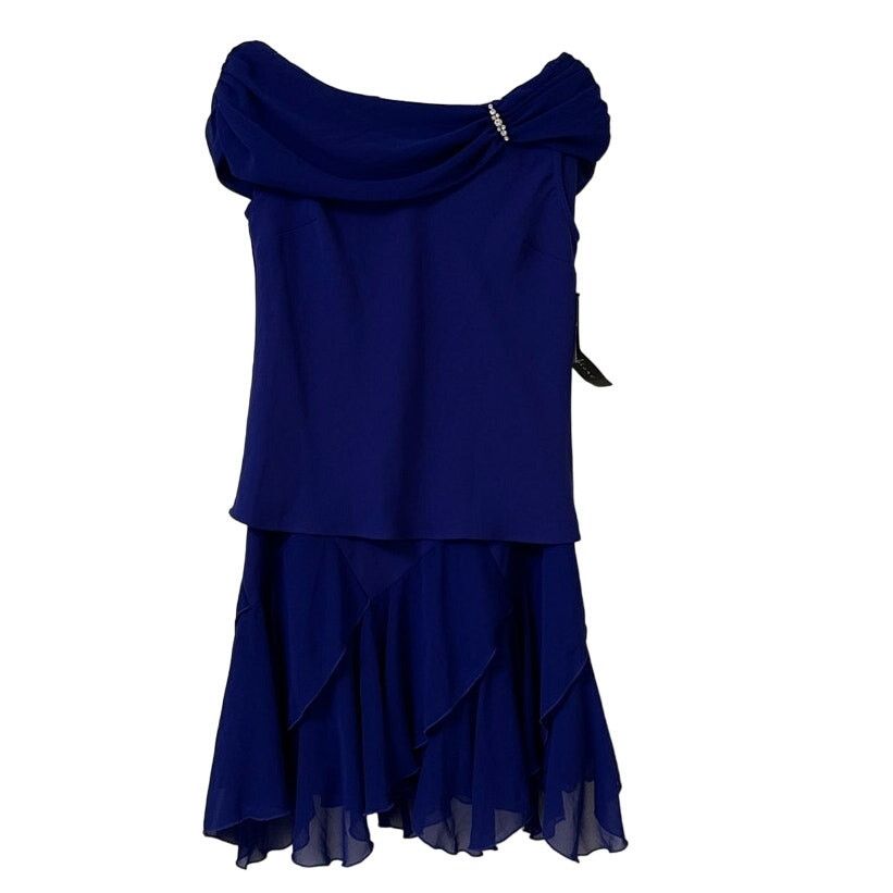 Other NWT SL Fashions 10P Purple Chiffon 2 Piece Dress Skirt & Top Size L / US 10 / IT 46 - 1 Thumbnail