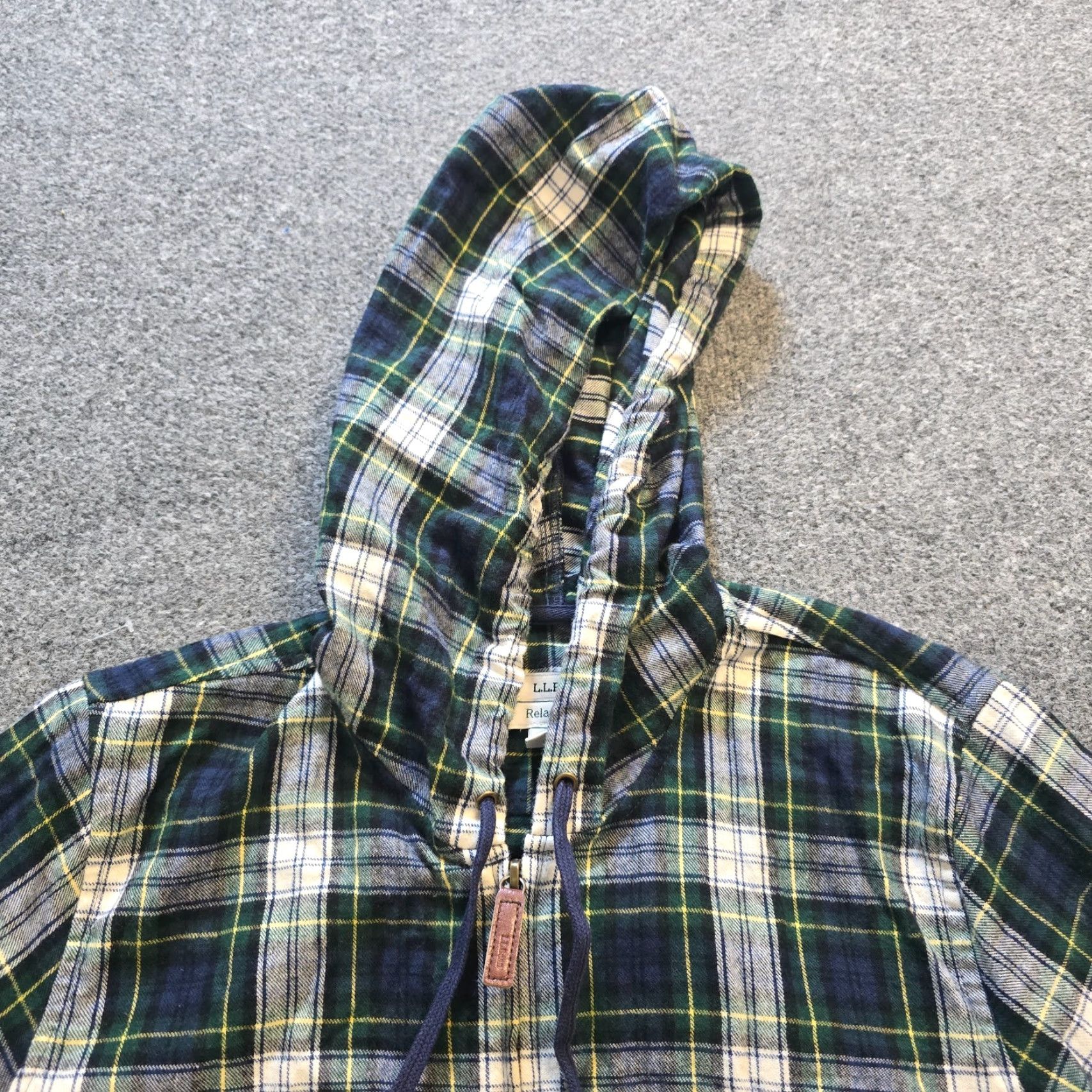 Vintage LL Bean Top Womens M Green Scotch Plaid Flannel Relaxed Full Zip Hoodie Shirt Size M / US 6-8 / IT 42-44 - 2 Thumbnail