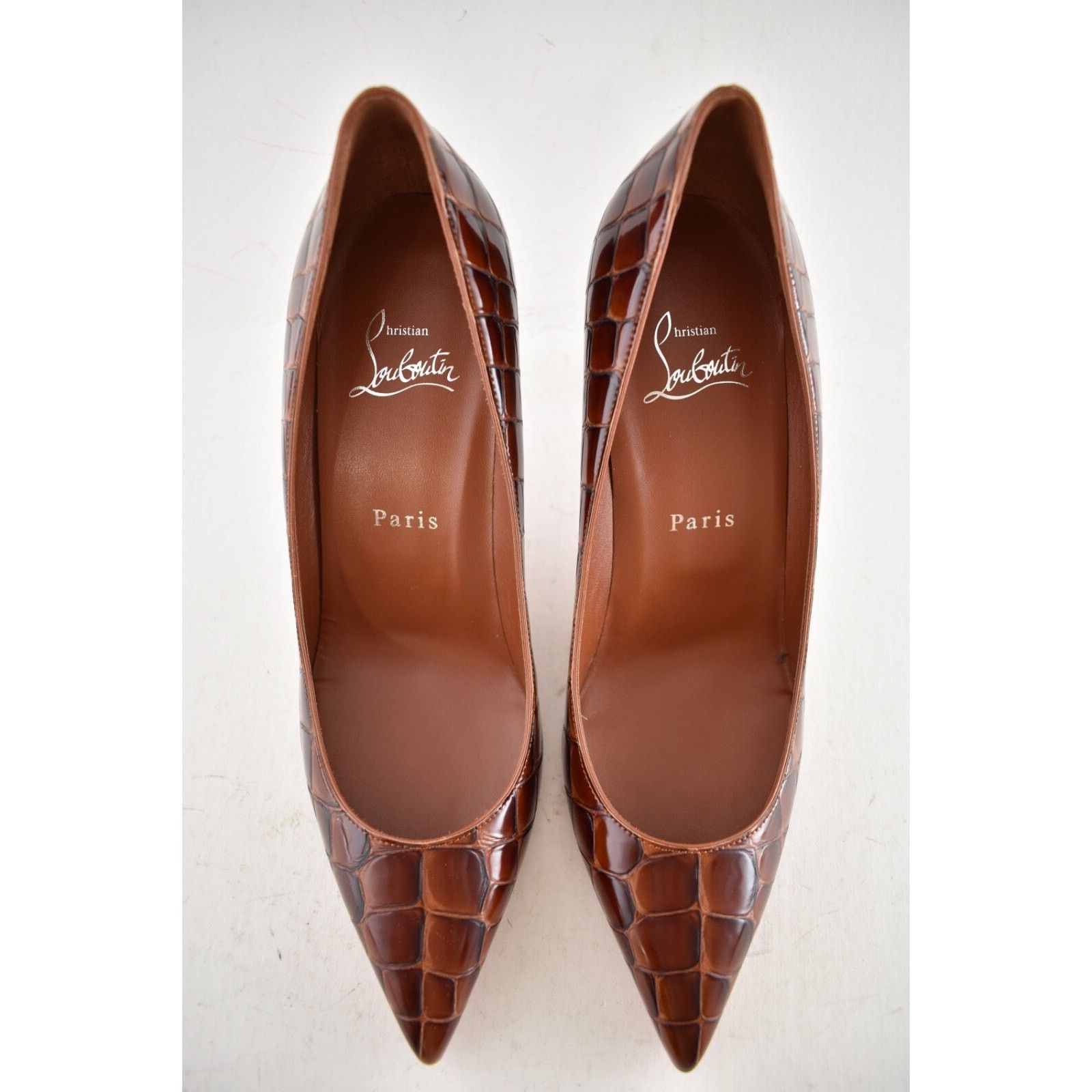 Christian Louboutin Christian Louboutin Kate 85 Brown Acajou Calf Ali Croc Size US 8 / IT 38 - 12 Thumbnail
