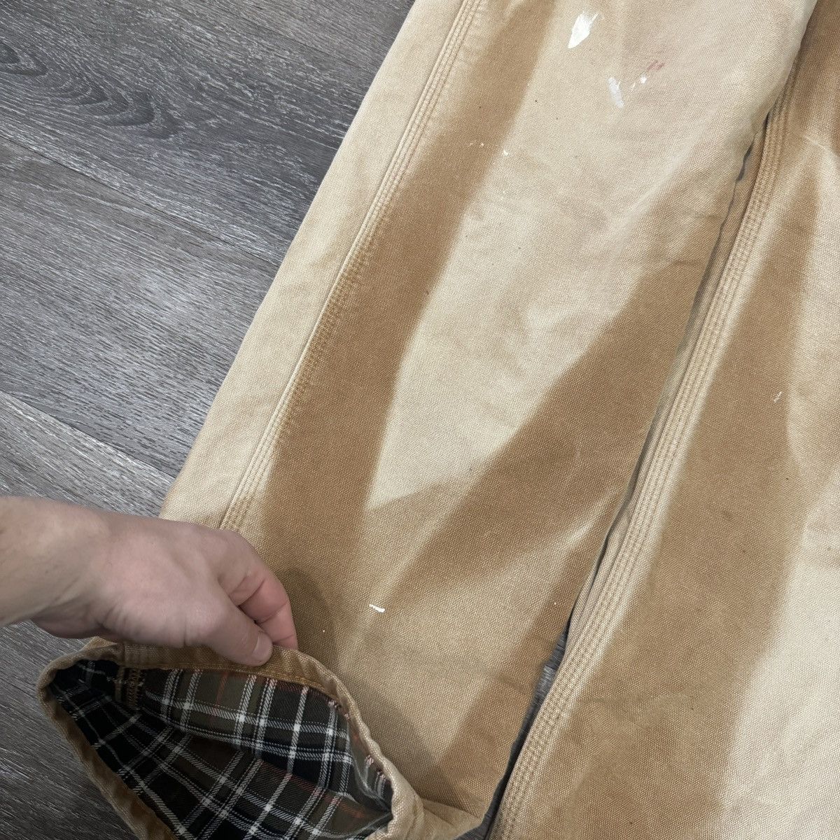 Carhartt × StraightFaded × Vintage Vintage 90s Carhartt flannel lined faded & painted pants Size US 33 - 4 Thumbnail