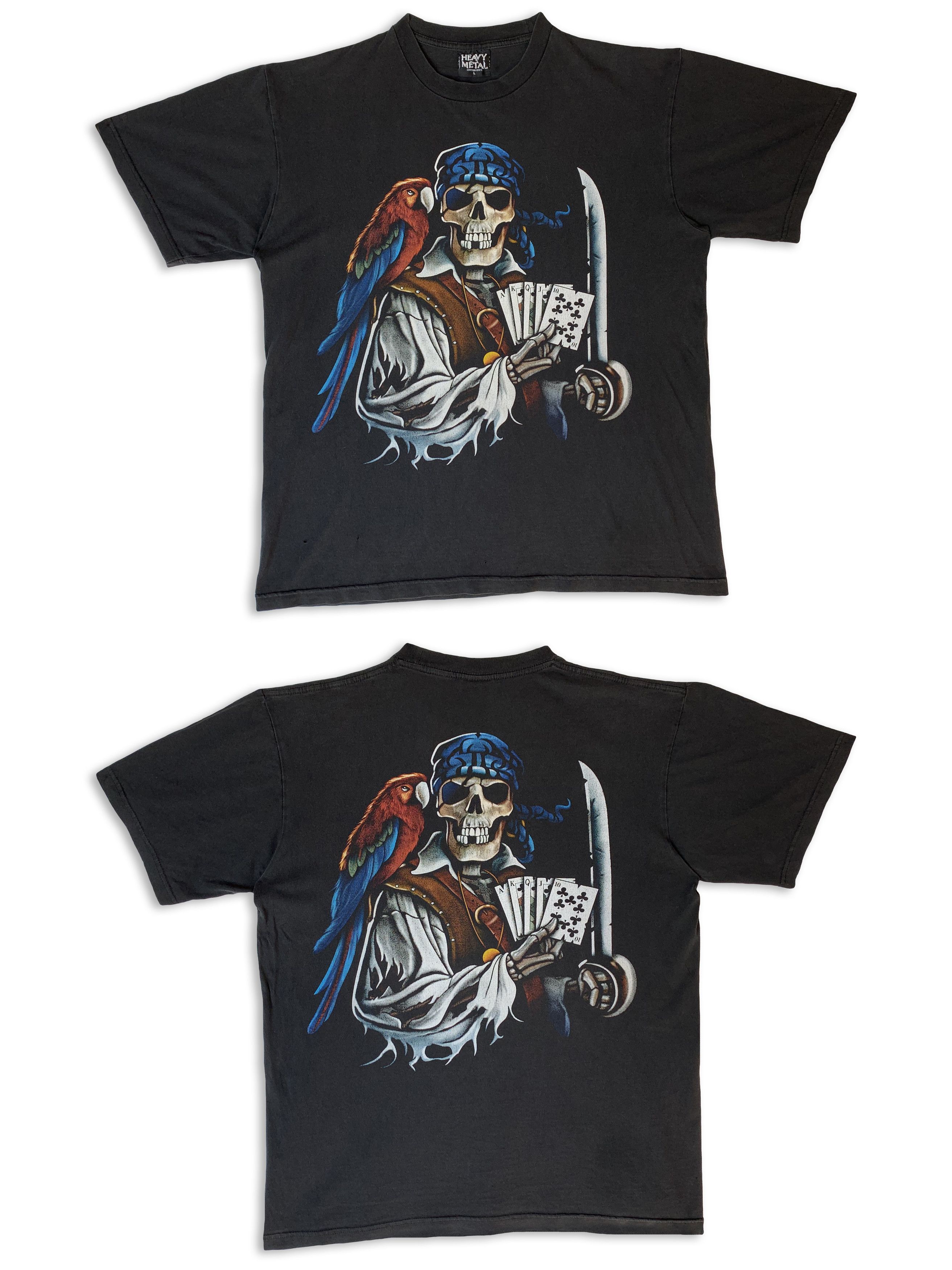 Vintage Vintage 90s HEAVY METAL t shirt Pirate Skeleton Y2K Retro Size US L / EU 52-54 / 3 - 1 Thumbnail