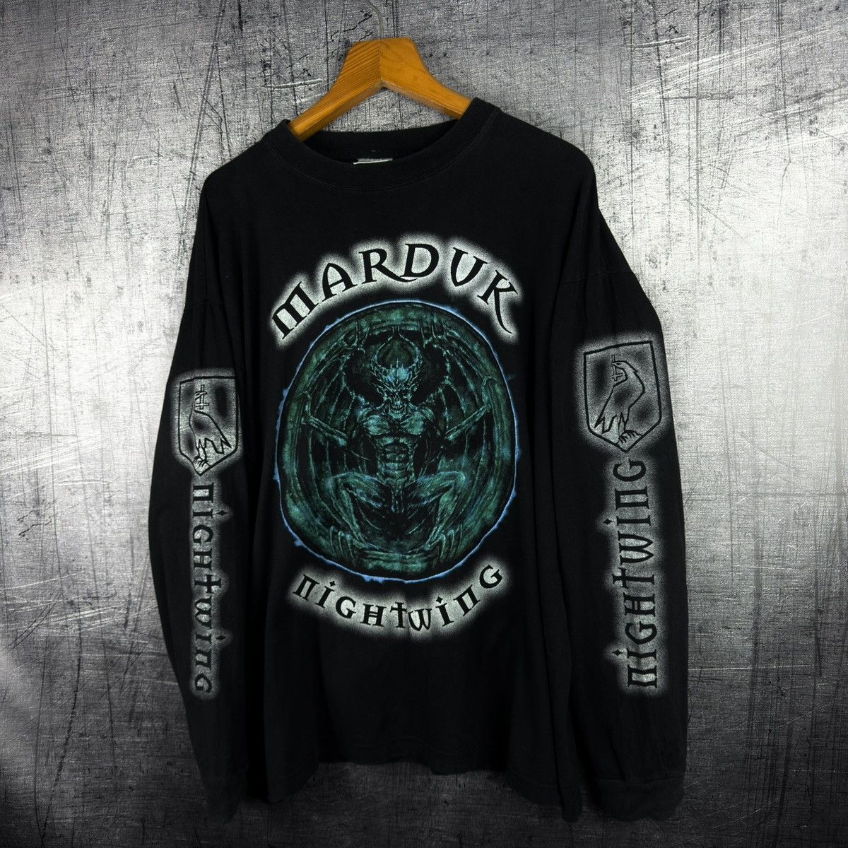 Band Tees Vintage 90s 1998 Marduk nightwing long sleeve t shirt metal Size US XL / EU 56 / 4 - 2 Thumbnail