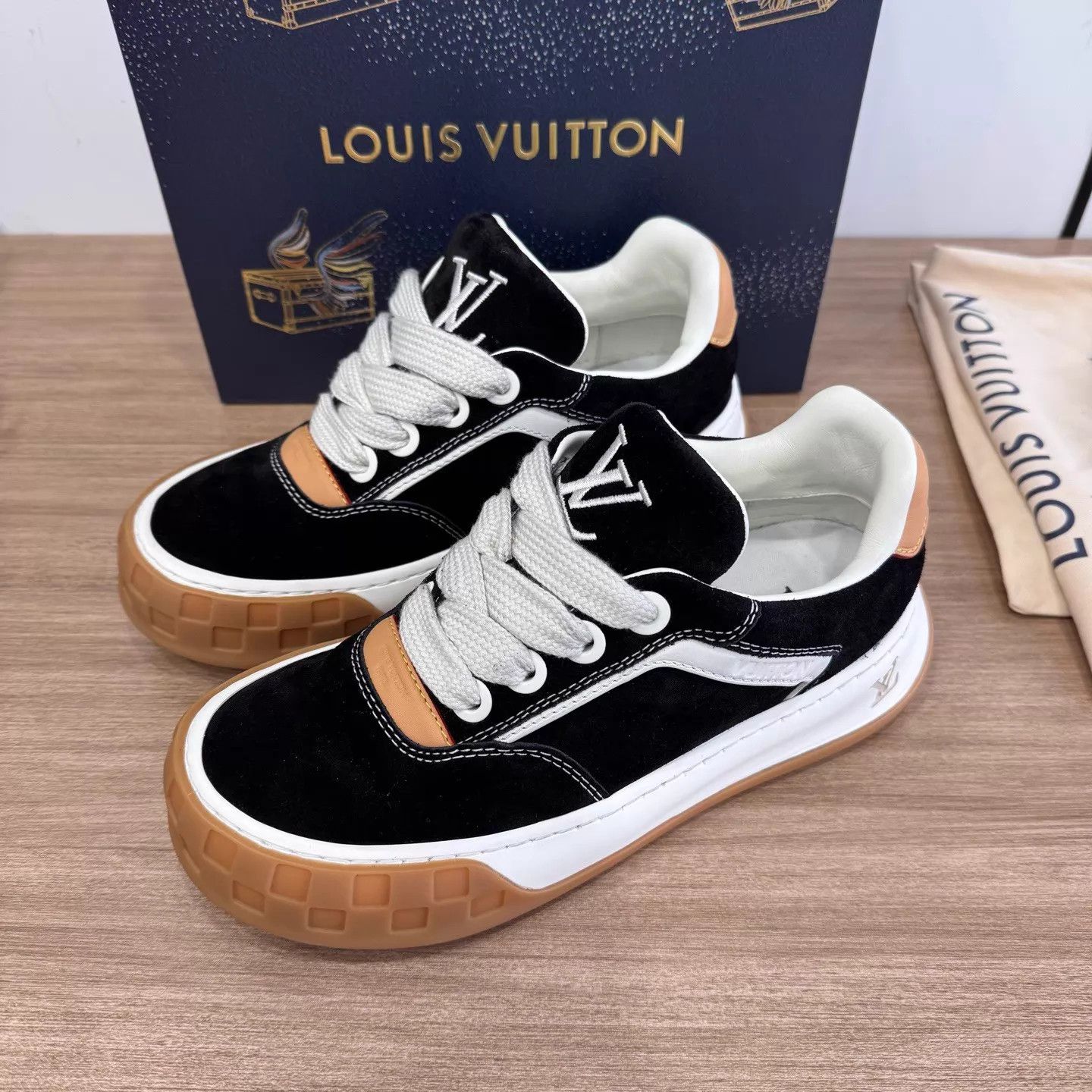 Louis Vuitton LOUIS VUITTON Tilted Suede Loafers Black UK6.5/40.5 Size US 7.5 / IT 37.5 - 1 Thumbnail