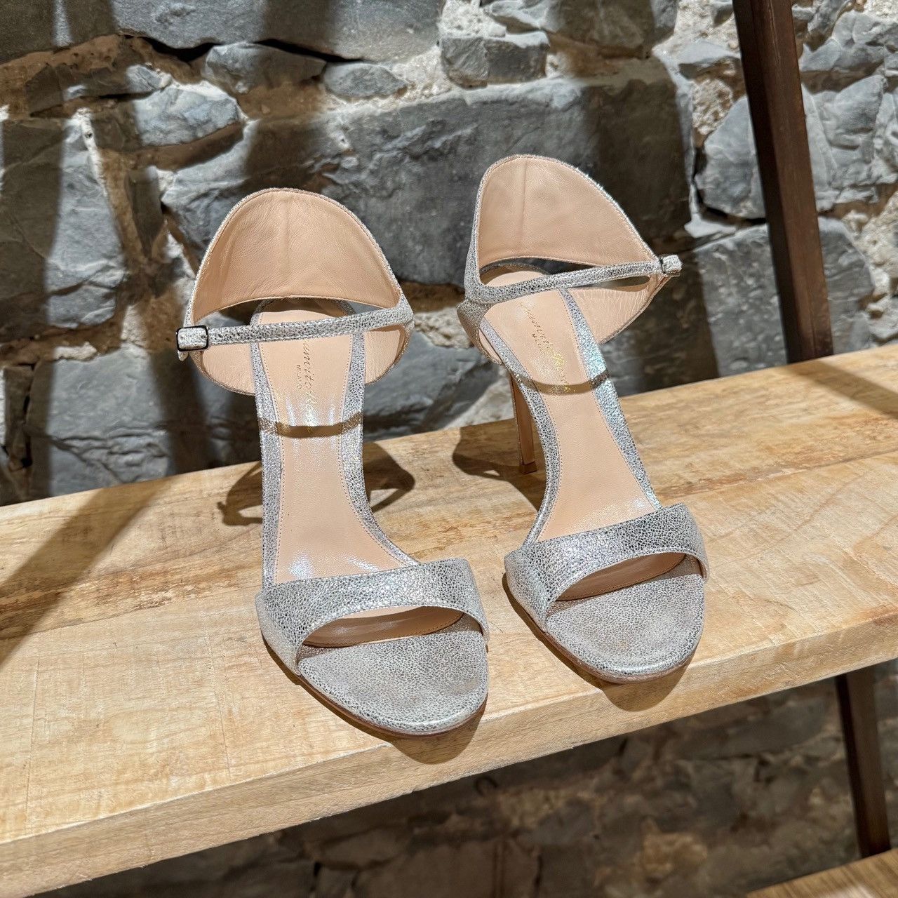 Gianvito Rossi Gianvitto Rossi Silver Metallic Ankle Strap Sandals Size US 8.5 / IT 38.5 - 4 Thumbnail