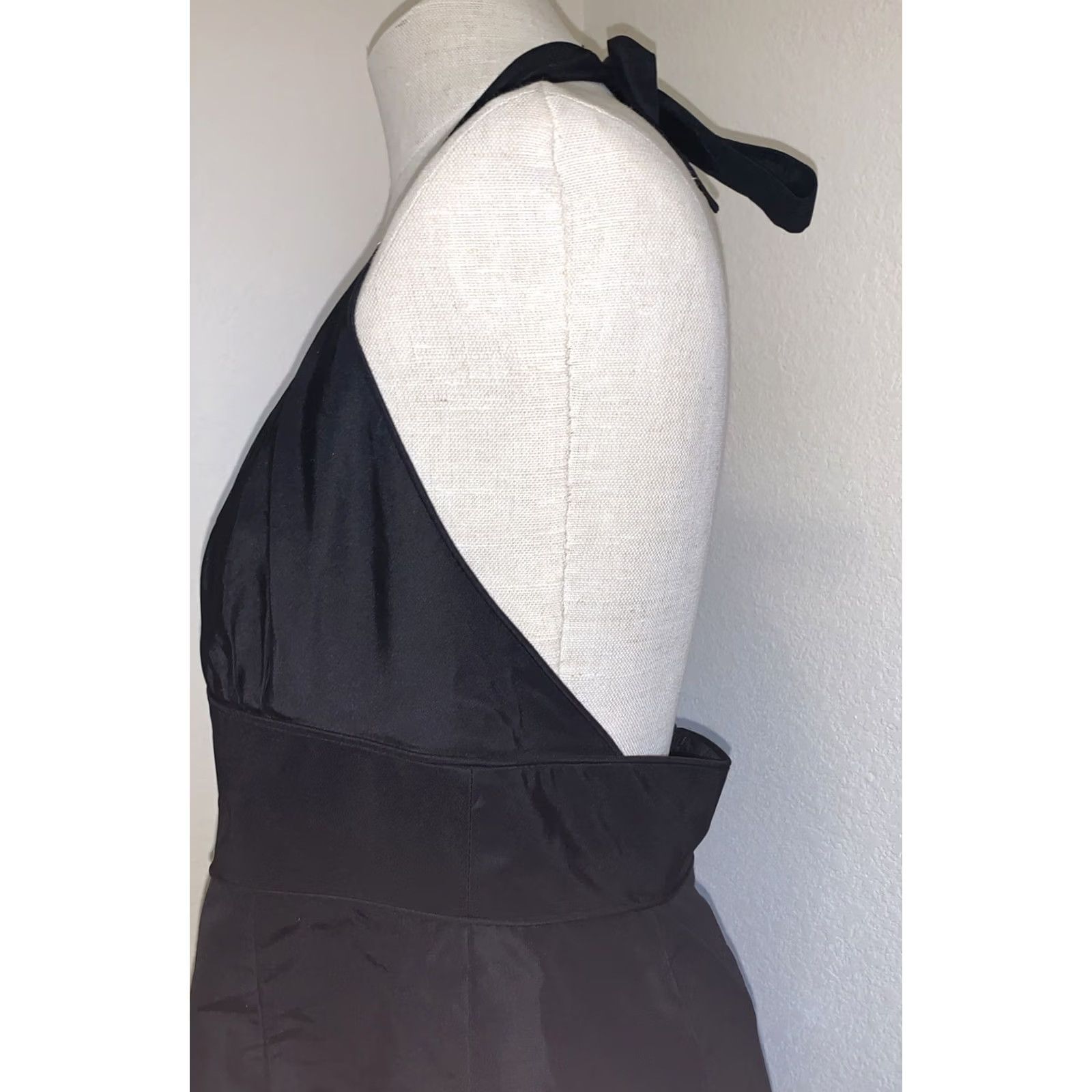 J.Crew NWT J.Crew Black Halter Dress Silk 100% A-Line Sleeveless Lined Zip Knee Length Party Cocktail Wedding 12 Women Men? Size XL / US 12-14 / IT 48-50 - 2 Thumbnail