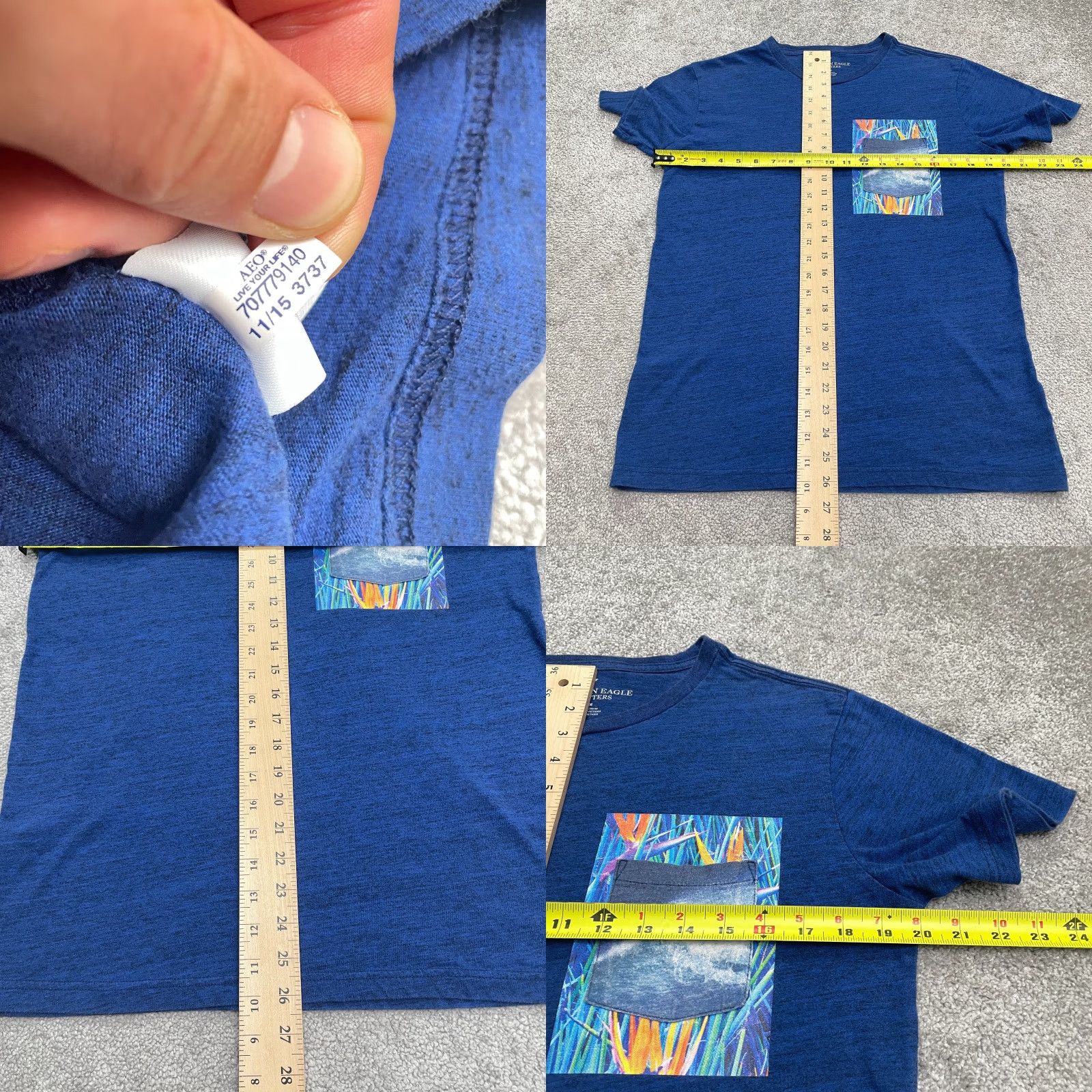 American Eagle Outfitters American Eagle Outfitters Wave Pocket Tee Mens Medium Heather Blue Beach T-Shirt Size US M / EU 48-50 / 2 - 8 Thumbnail