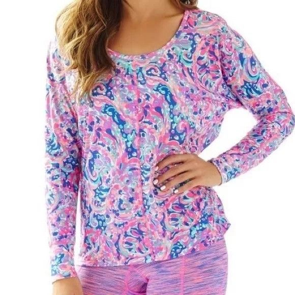 Lilly Pulitzer Lilly Pulitzer Luxletic S Long Sleeve Paisley Athleisure Top Size S / US 4 / IT 40 - 1 Thumbnail