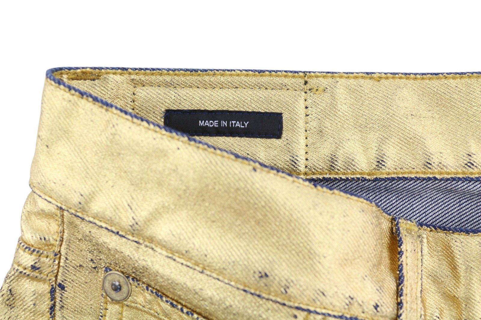 R13 BOYFRIEND 27 Gold Indigo Shiny Straight Zip Denim 86226 Size 27" / US 4 / IT 40 - 7 Thumbnail