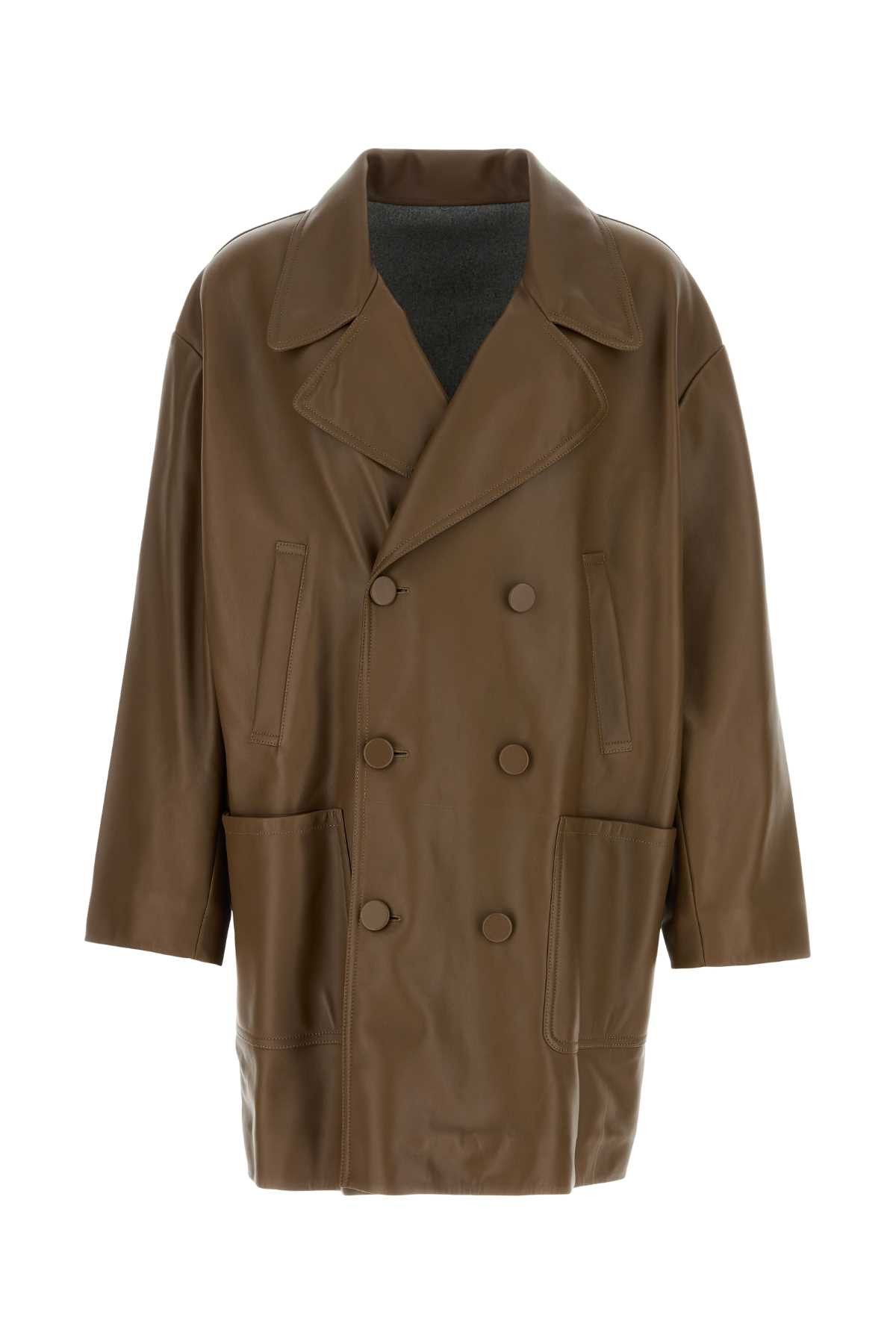 Fendi Brown Nappa Leather Coat Size US M / EU 48-50 / 2 - 1 Thumbnail