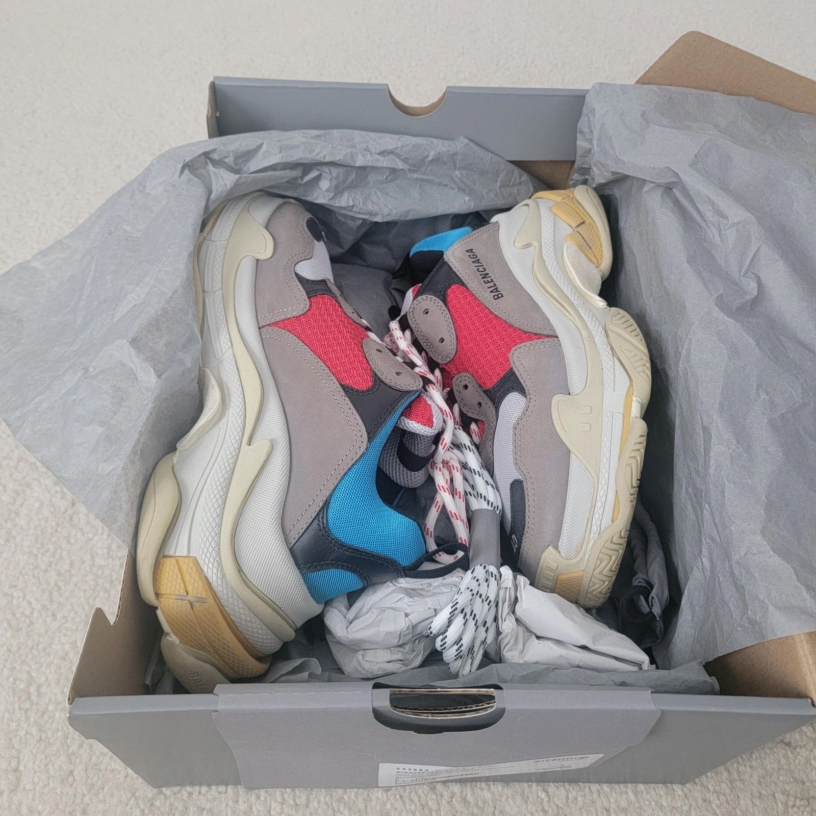 Balenciaga Balenciaga Triple S Grey/Red/Blue Sneakers Size US 7 / EU 40 - 8 Thumbnail