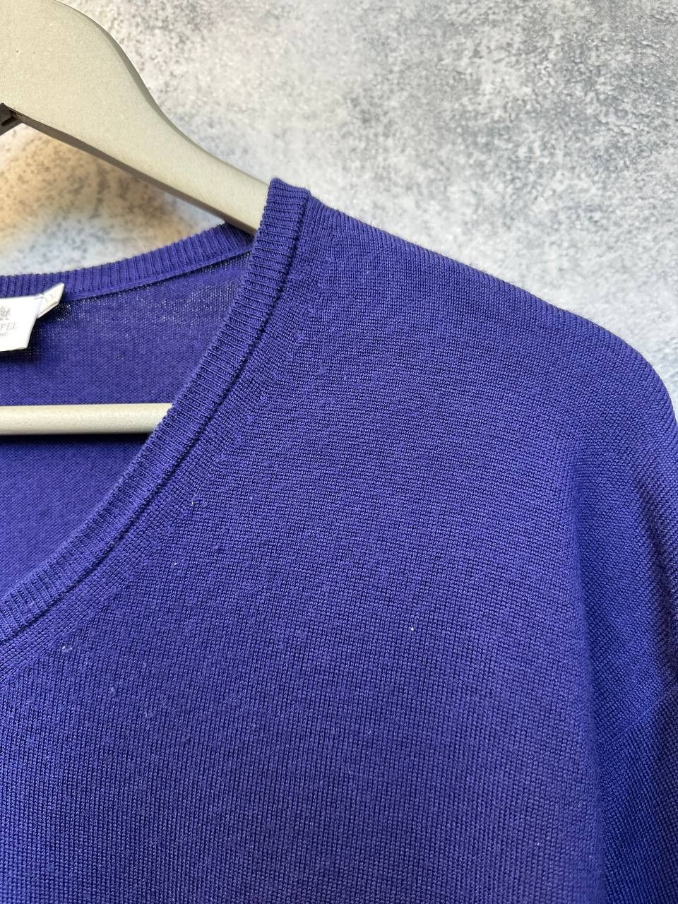 Sunspel Sunspel Merino Wool Sweater V-Neck Vintage Jumper Purple LS Size US XXL / EU 58 / 5 - 10 Thumbnail