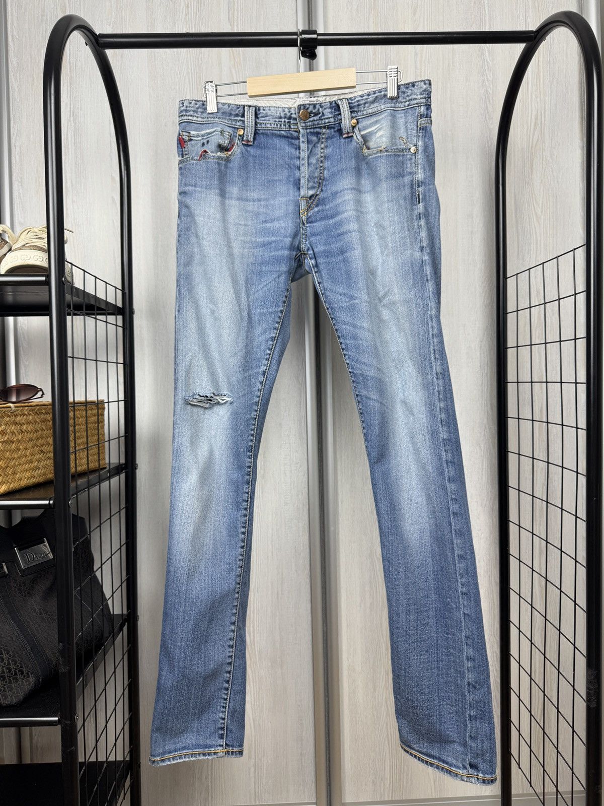 Other Sartoria Tramarossa 1967 blue faded distressed denim jeans Size US 34 / EU 50 - 2 Thumbnail