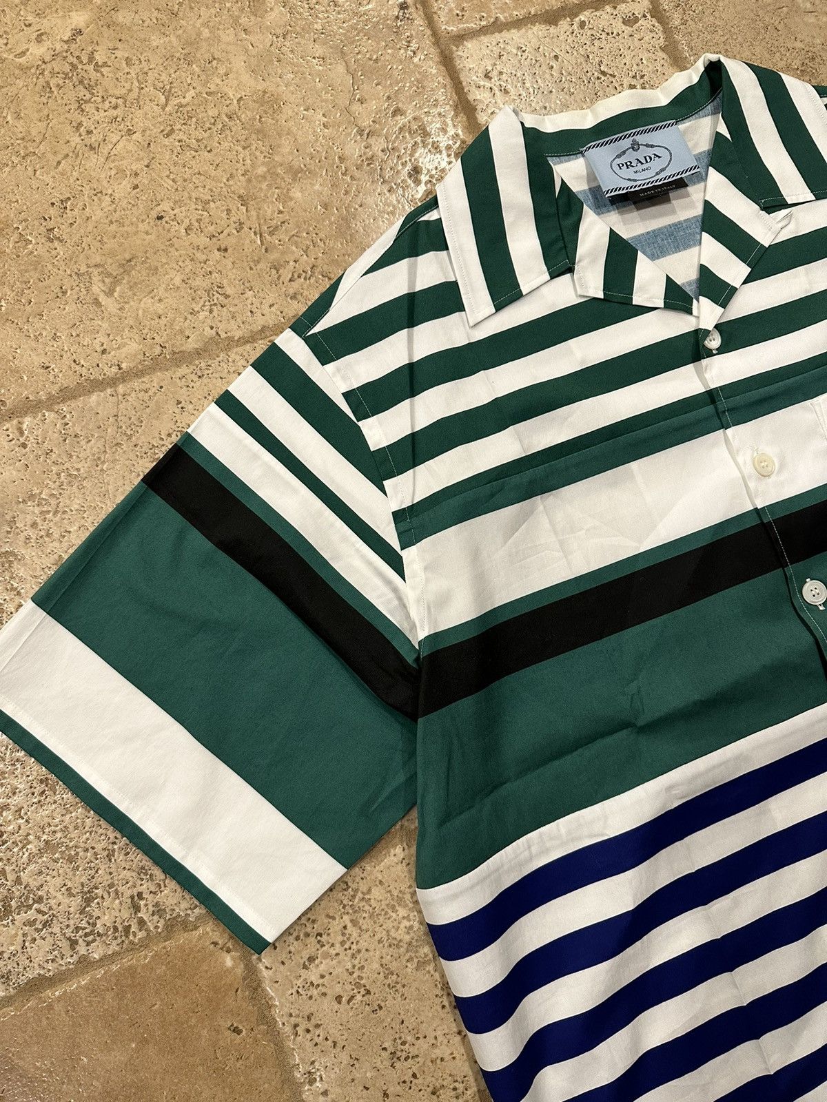 Prada Prada x Raf Simmons SS22 Camp Collar Striped Bowling Shirt Size US L / EU 52-54 / 3 - 6 Thumbnail