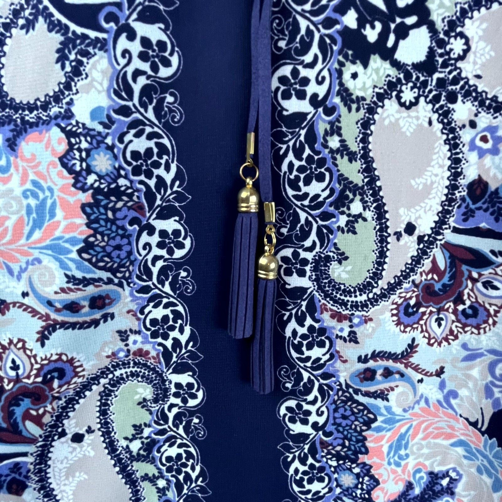 Vince Camuto Vince Camuto Dress 22W Blue Tassel Bell Sleeve Sheer Classy Size 3XL / US 20-22 - 3 Thumbnail