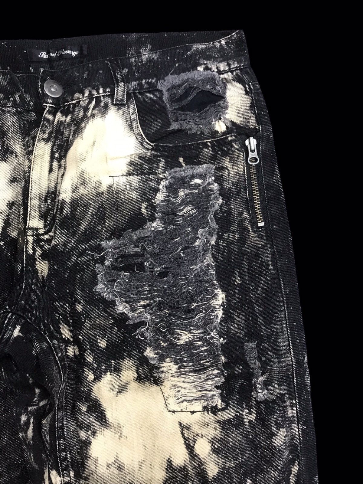 Japanese Brand 💥PUNK💥SEX POT REVENGE Japan Heavy Distressed Denim F206 Size US 35 - 3 Thumbnail