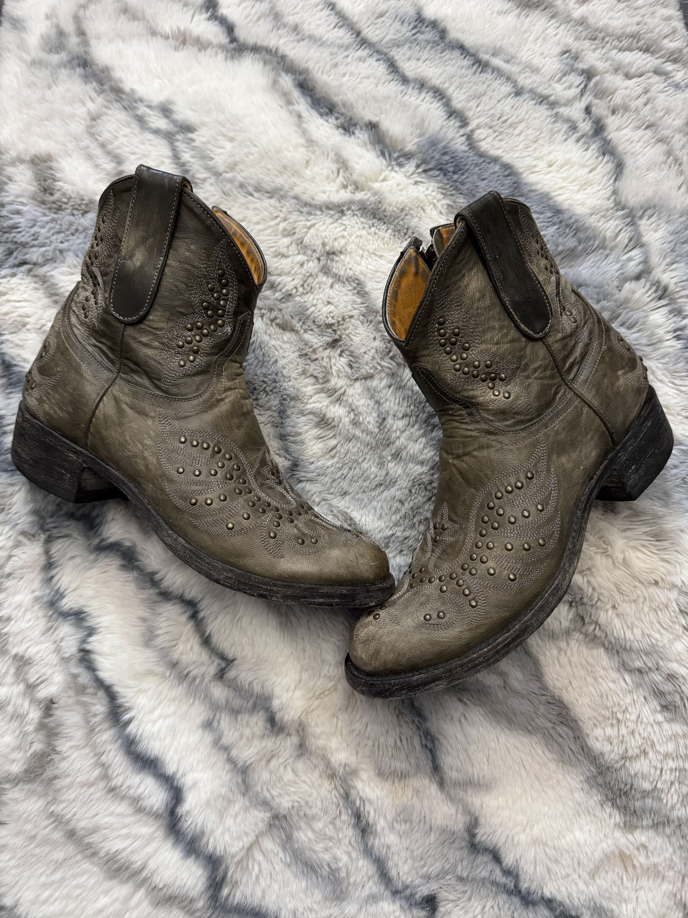 Old Gringo MEXICANA OLD GRINGO Leather Ankle Boot Studded Western Size US 8 / IT 38 - 3 Thumbnail