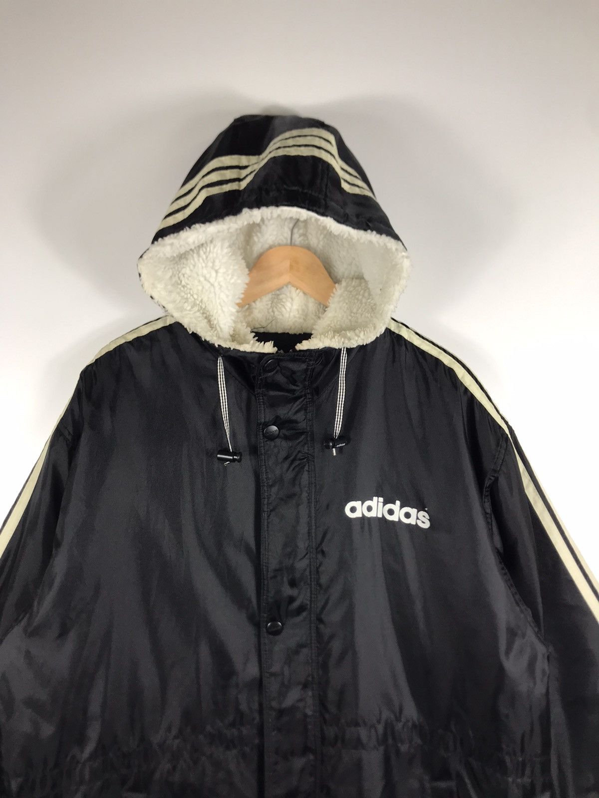Adidas × Vintage ⚡️Vintage Adidas Hooded Round Stripes Coat Jacket Size US M / EU 48-50 / 2 - 4 Thumbnail
