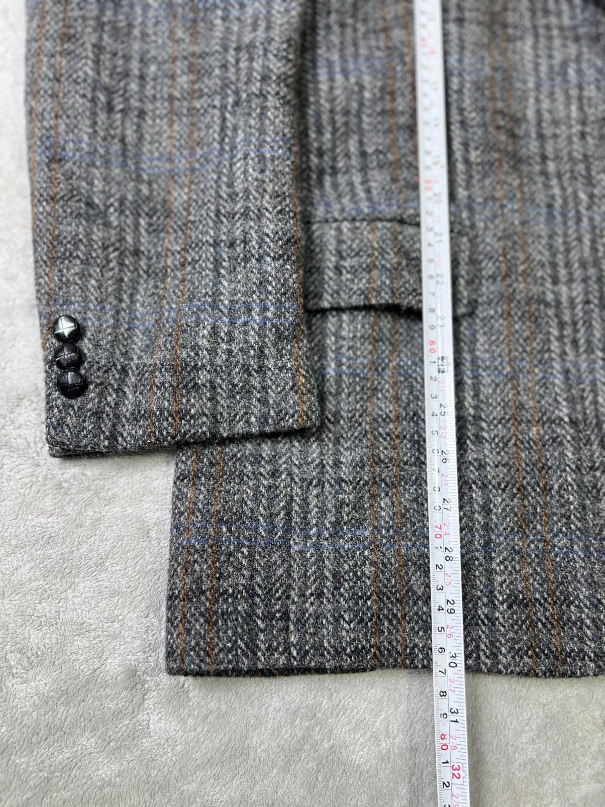 Harris Tweed Canda Wool Tweed Blazer Grey Herringbone Jacket Size 52 Size 52S - 11 Thumbnail