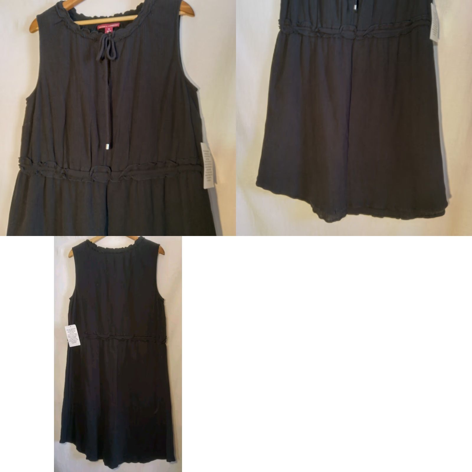 Vintage Jessica London Dress Women's Size 18 Sleeveless Gauze Black Ruffled Knee Length Casual Size XXL / US 16-18 / IT 52-54 - 8 Thumbnail