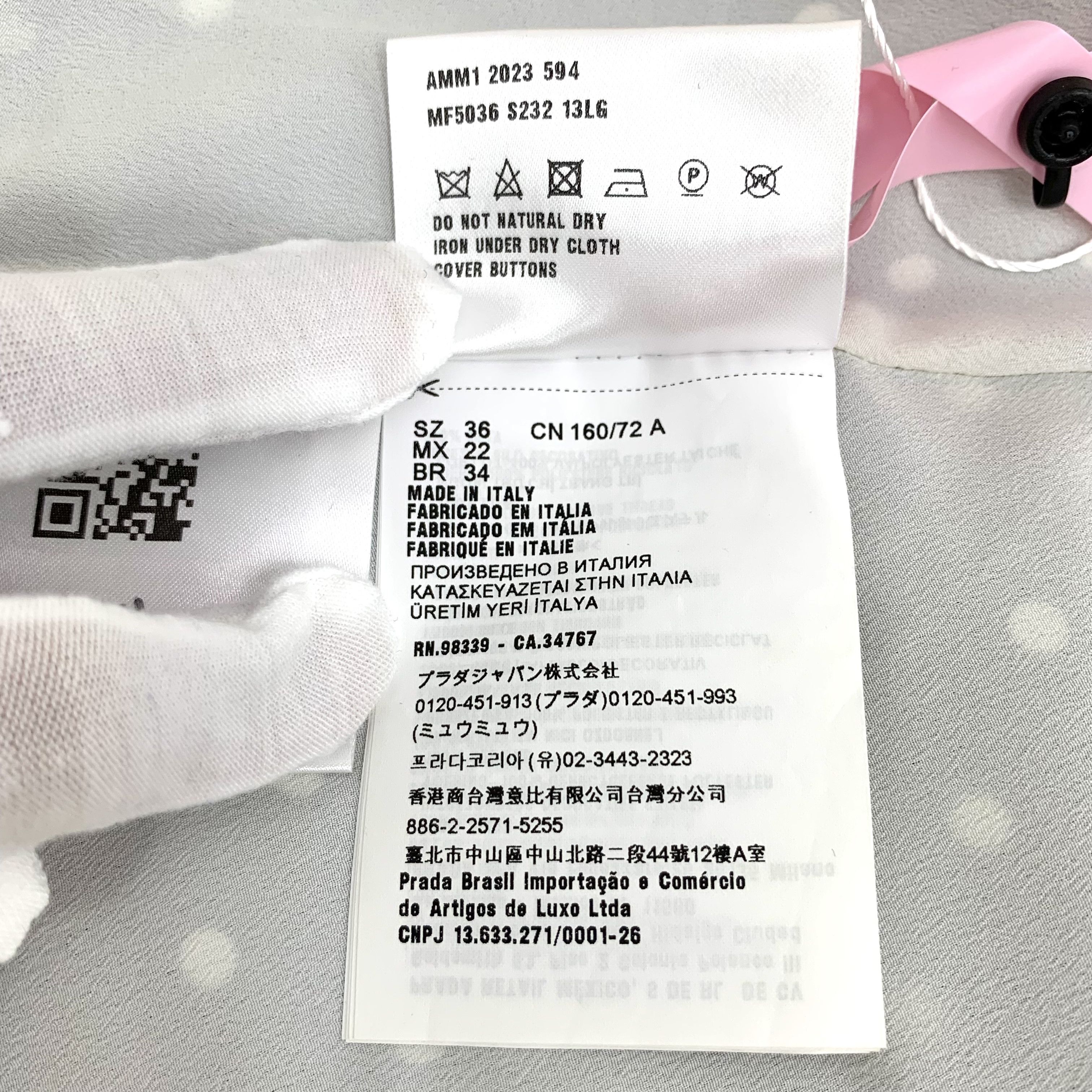 Miu Miu MiuMiu Polka Dot Silk V-NeckShort Sleeve Dress (Size XS) Size XS / US 0-2 / IT 36-38 - 2 Thumbnail