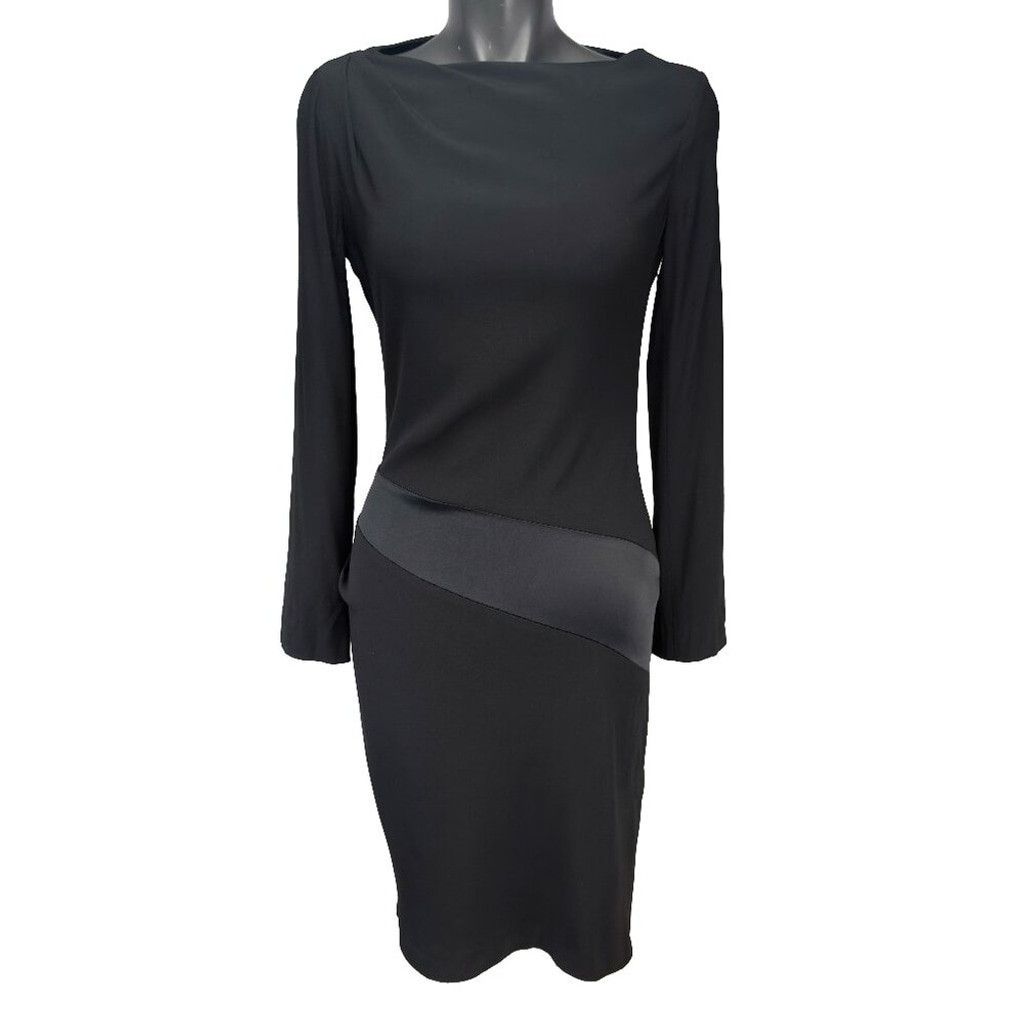 Vanessa Bruno VANESSA BRUNO Draped Sheath Satin Band Black Midi Dress 38 Size M / US 6-8 / IT 42-44 - 2 Thumbnail