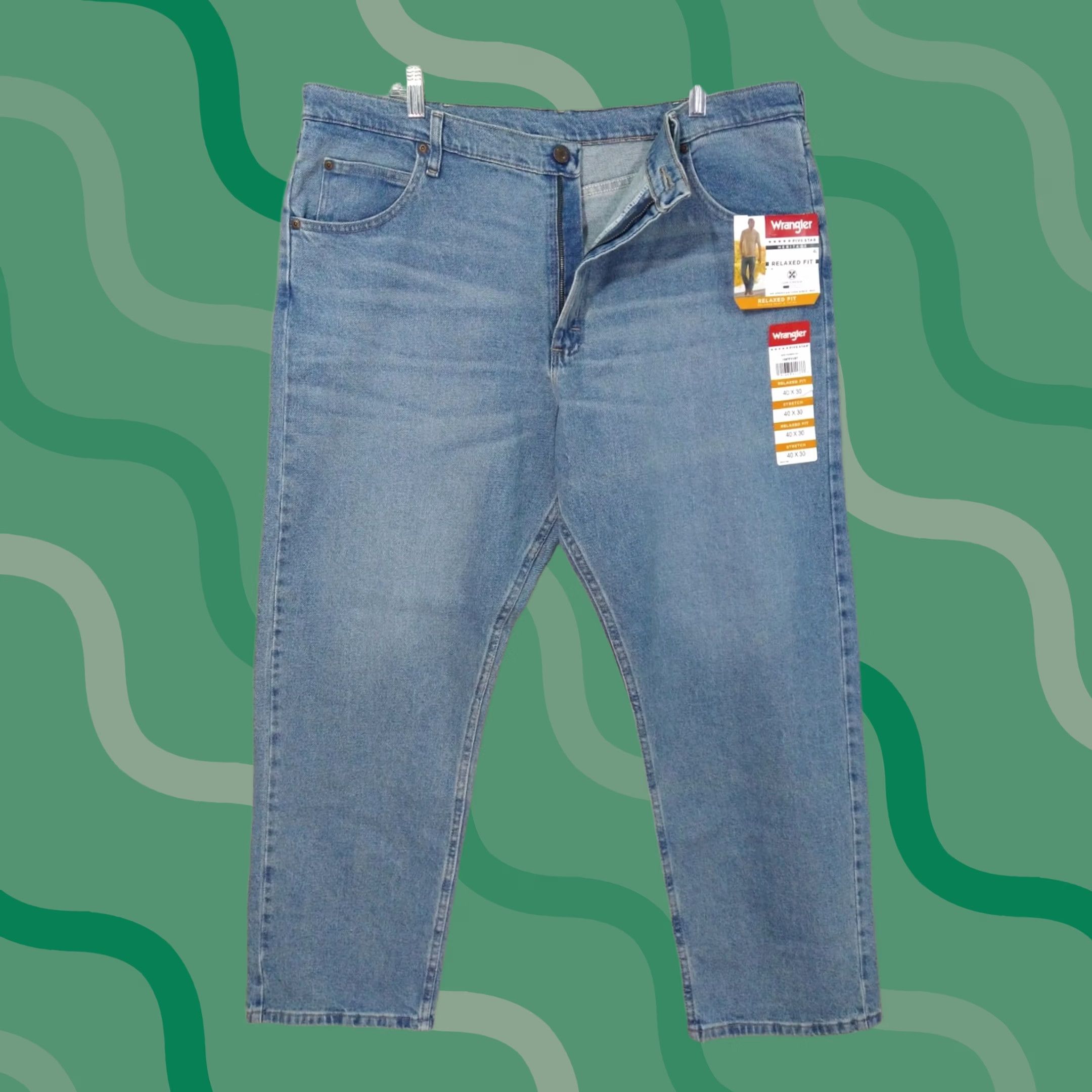 Wrangler Wrangler Jeans Mens 40x30 Blue Relaxed Fit 5 Star Heritage Low Stretch Denim Size US 40 / EU 56 - 1 Thumbnail