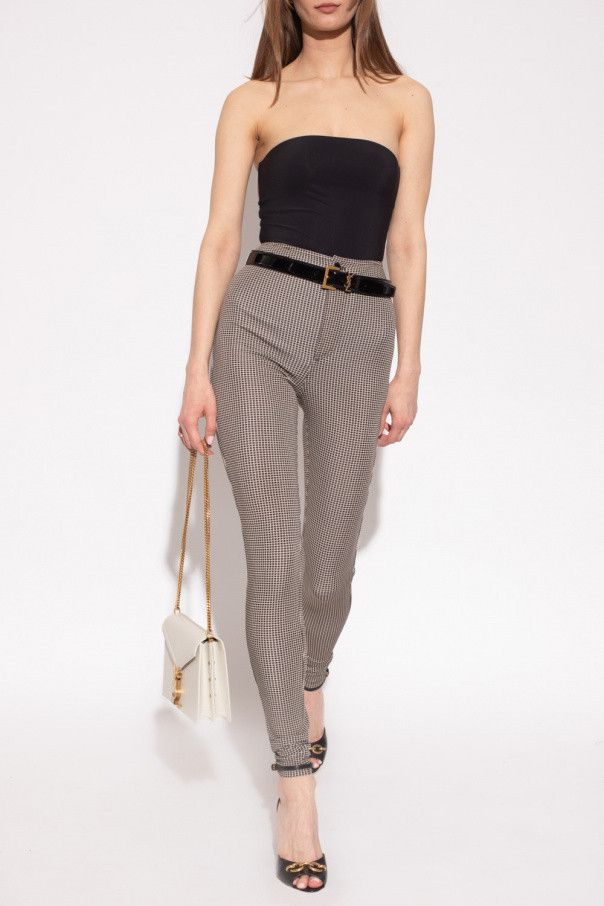 Saint Laurent Paris o1s1wg110924 Slim-Fit Pants in Checked Jersey in Multicolor Size 25" / US 0 / IT 36 - 2 Thumbnail