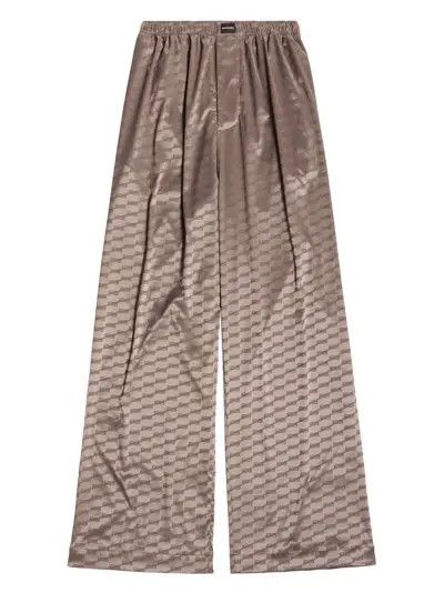 Balenciaga o1bcso1str0425 BB Monogram Loose Pyjama Pant in Beige Size 28" / US 6 / IT 42 - 1 Thumbnail