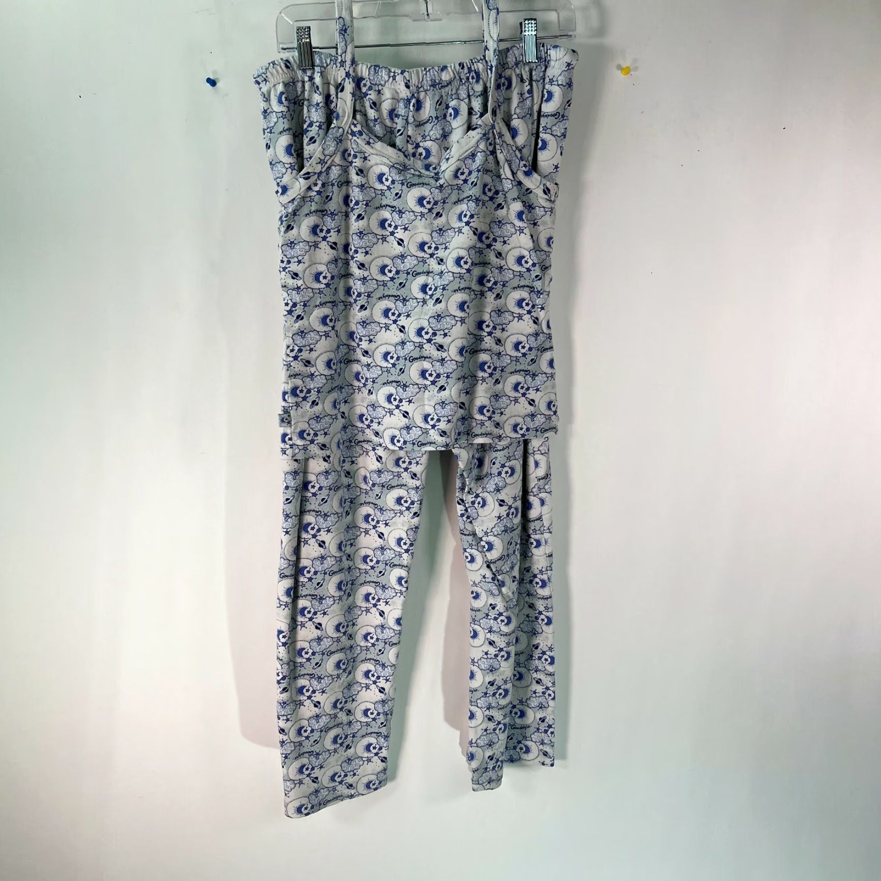 Vintage Moon Rocket Womens Blue Good Night Print Cami Top 2 Piece Pajamas Set Size Large Size L / US 10 / IT 46 - 4 Thumbnail