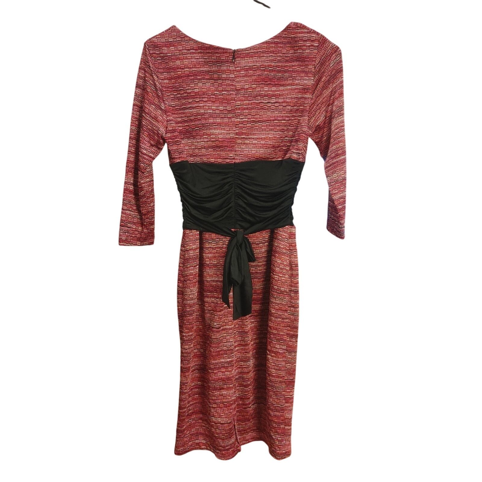 Other Kay Unger NY Women's 2 Red Stripe/Black Belted Wrap Dress Size XS / US 0-2 / IT 36-38 - 2 Thumbnail